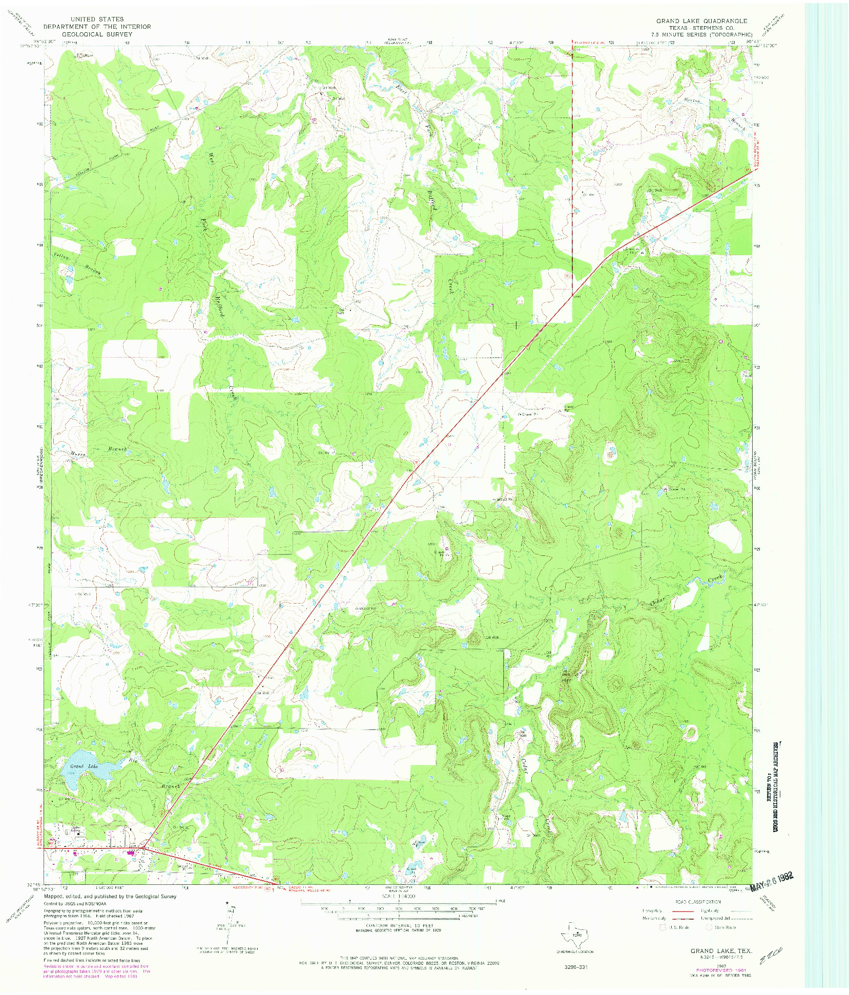 USGS 1:24000-SCALE QUADRANGLE FOR GRAND LAKE, TX 1967