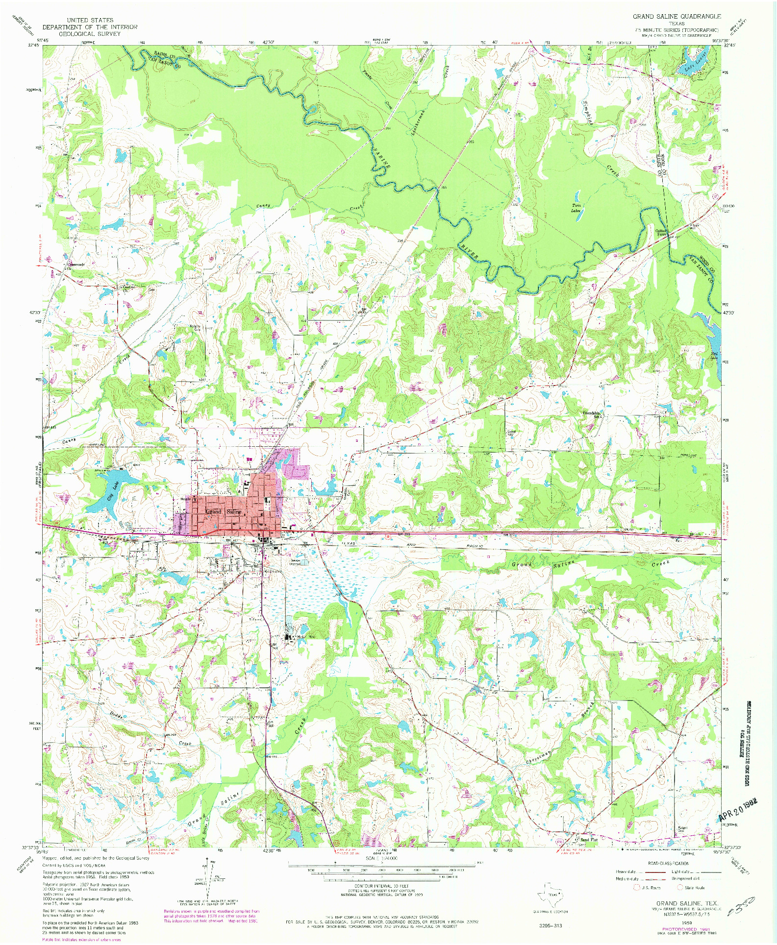 USGS 1:24000-SCALE QUADRANGLE FOR GRAND SALINE, TX 1959