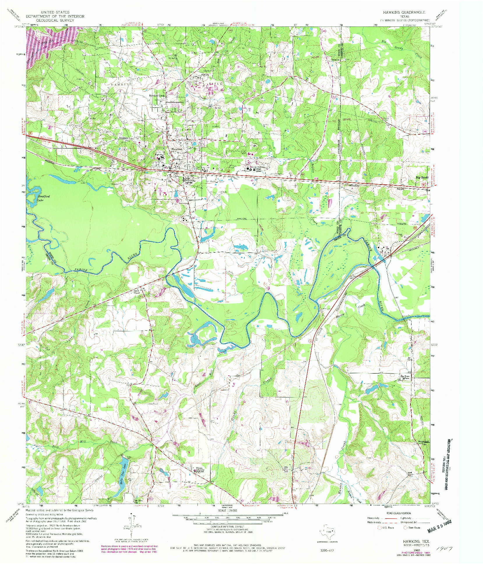 USGS 1:24000-SCALE QUADRANGLE FOR HAWKINS, TX 1960