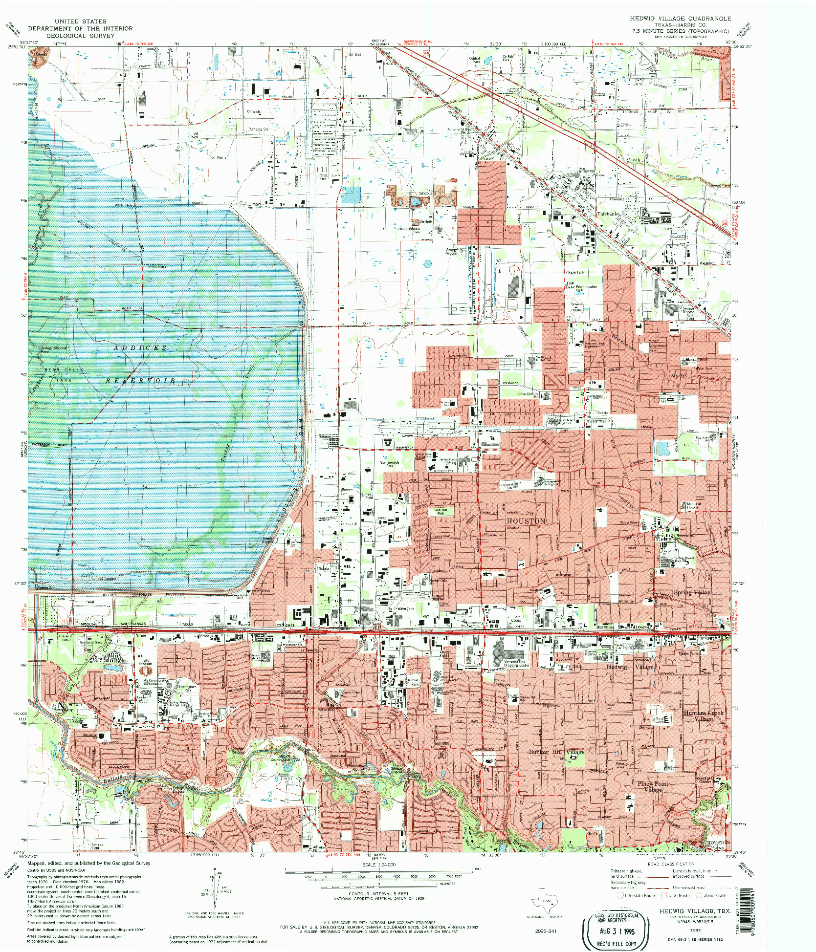 USGS 1:24000-SCALE QUADRANGLE FOR HEDWIG VILLAGE, TX 1982