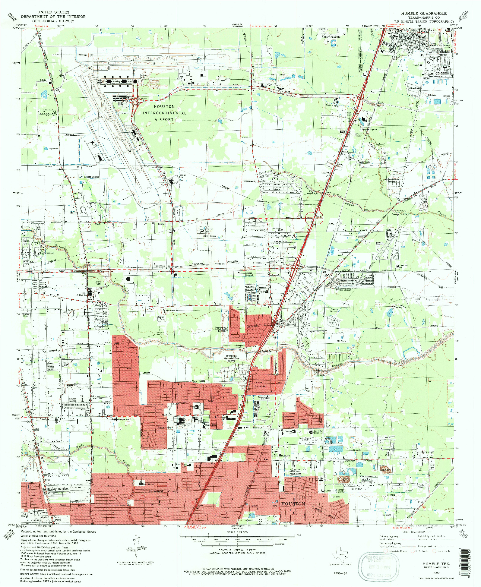 USGS 1:24000-SCALE QUADRANGLE FOR HUMBLE, TX 1982