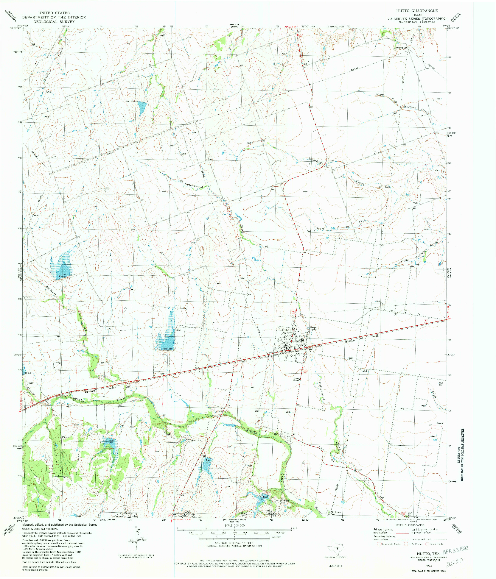 USGS 1:24000-SCALE QUADRANGLE FOR HUTTO, TX 1982