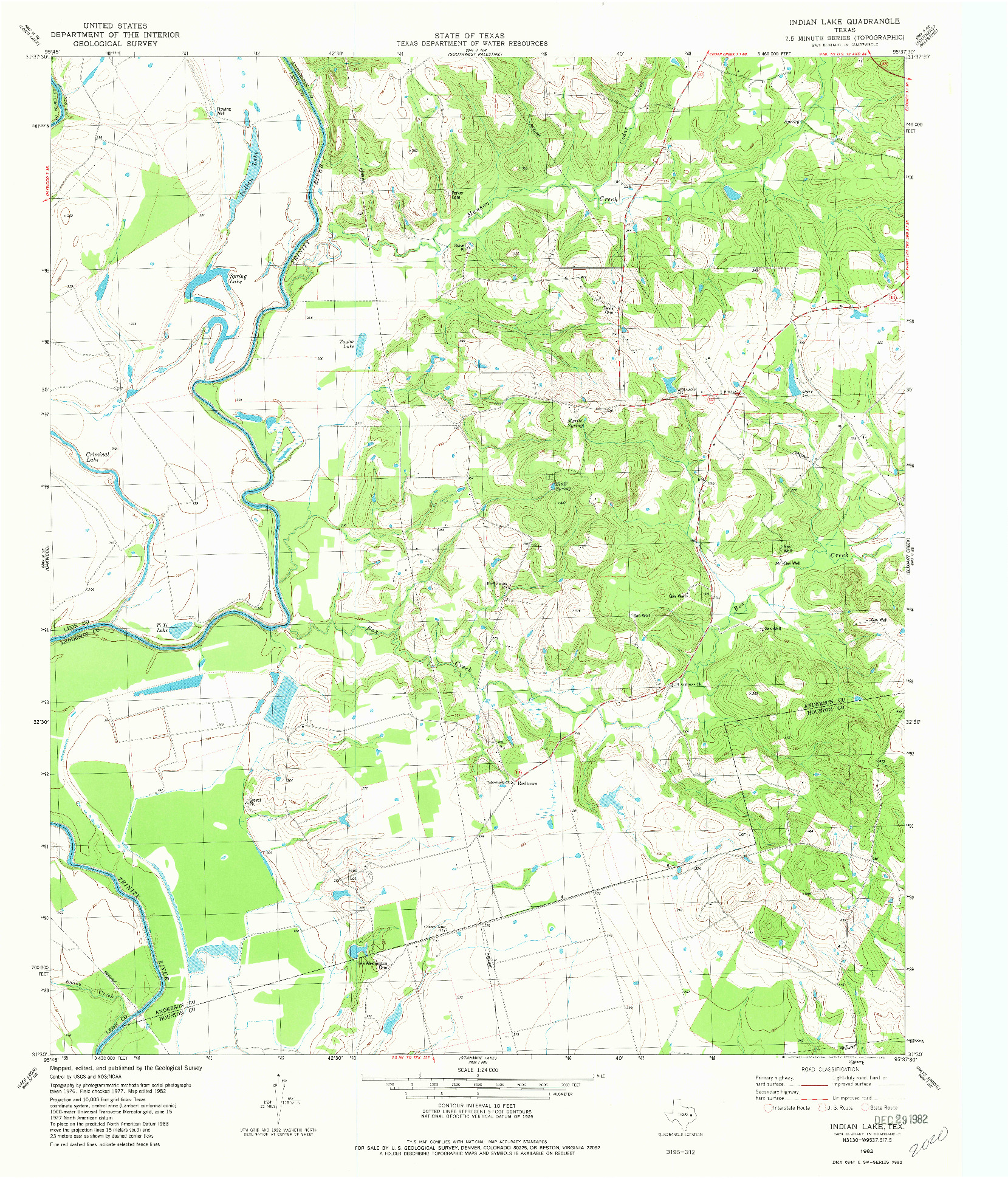 USGS 1:24000-SCALE QUADRANGLE FOR INDIAN LAKE, TX 1982