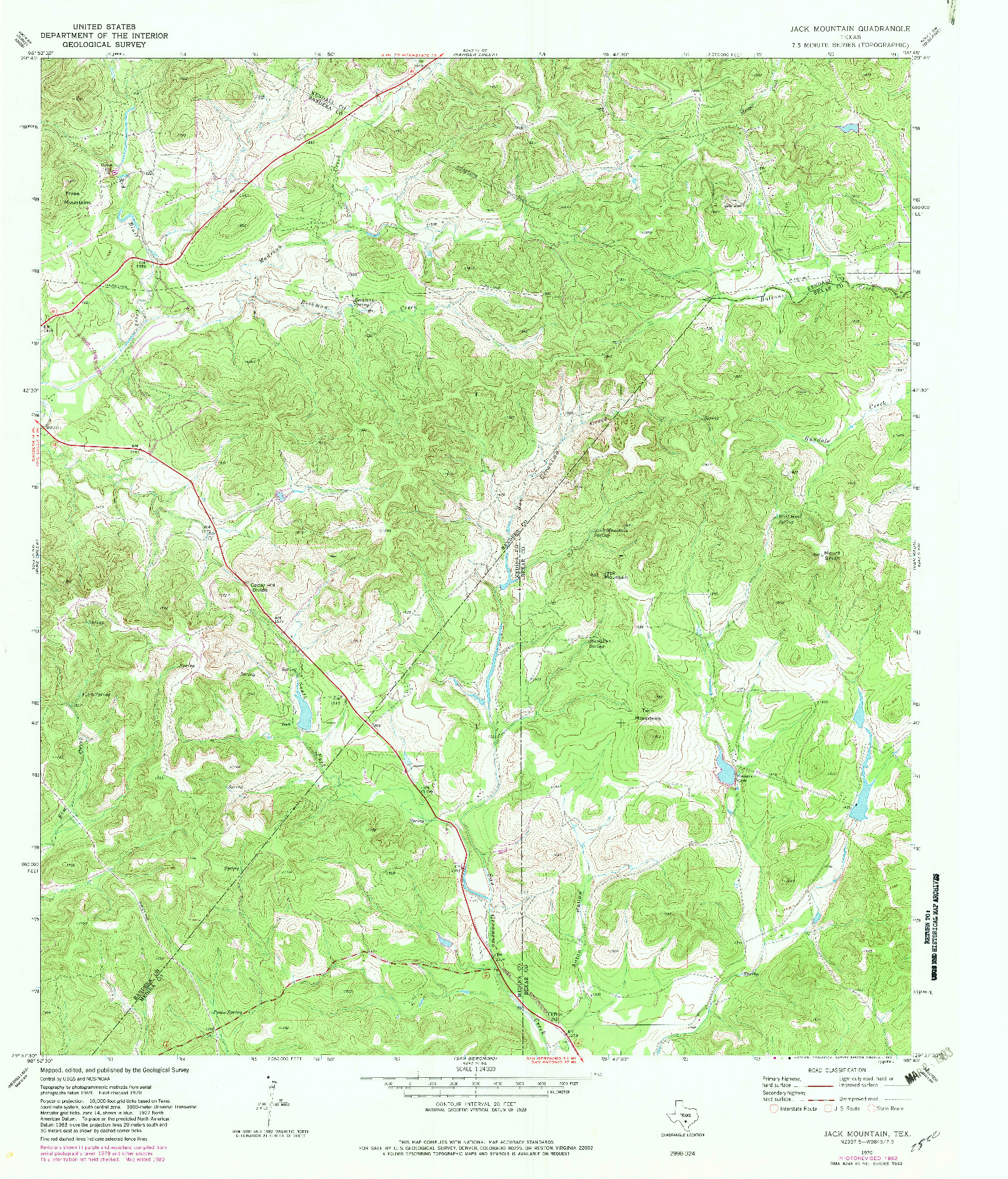 USGS 1:24000-SCALE QUADRANGLE FOR JACK MOUNTAIN, TX 1970