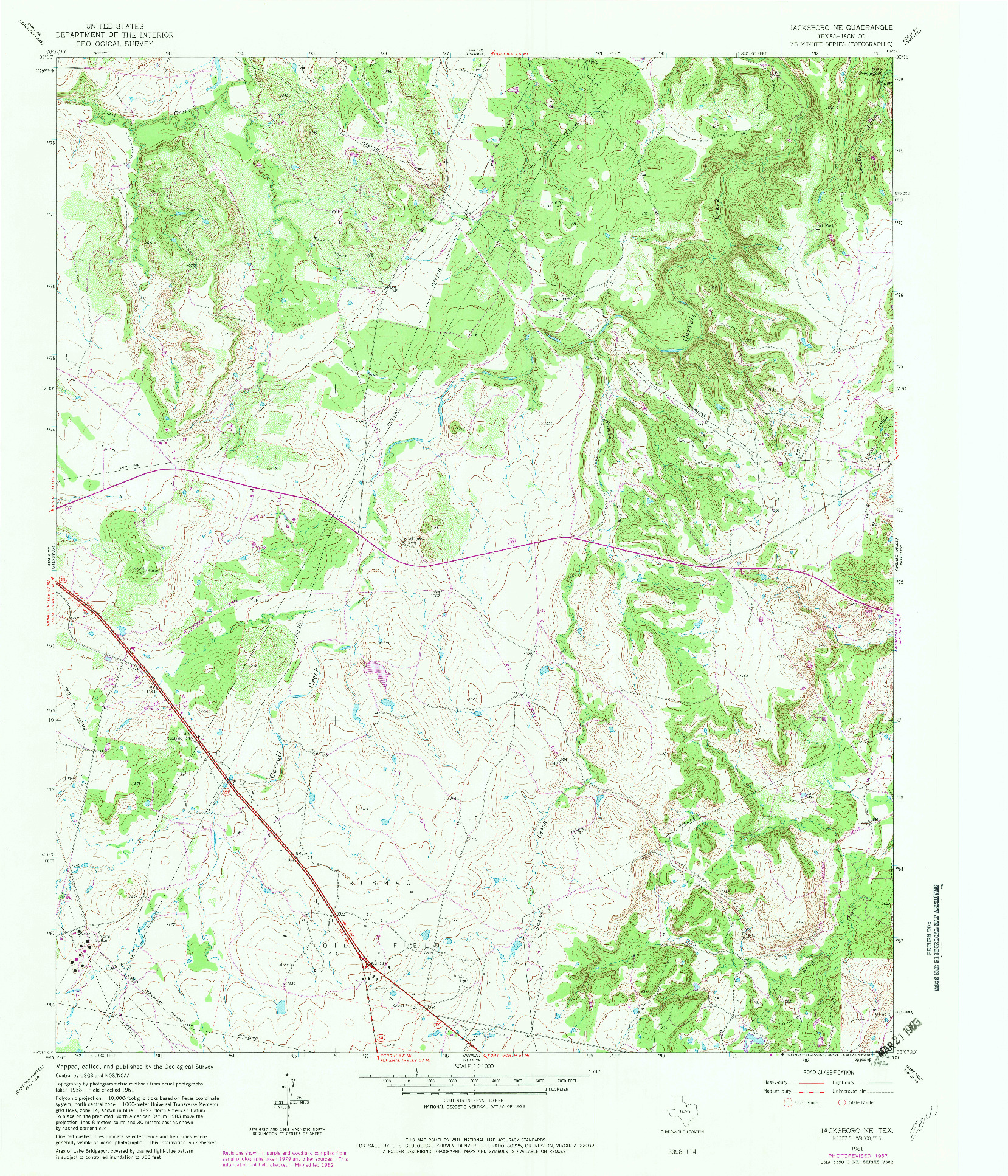 USGS 1:24000-SCALE QUADRANGLE FOR JACKSBORO NE, TX 1961