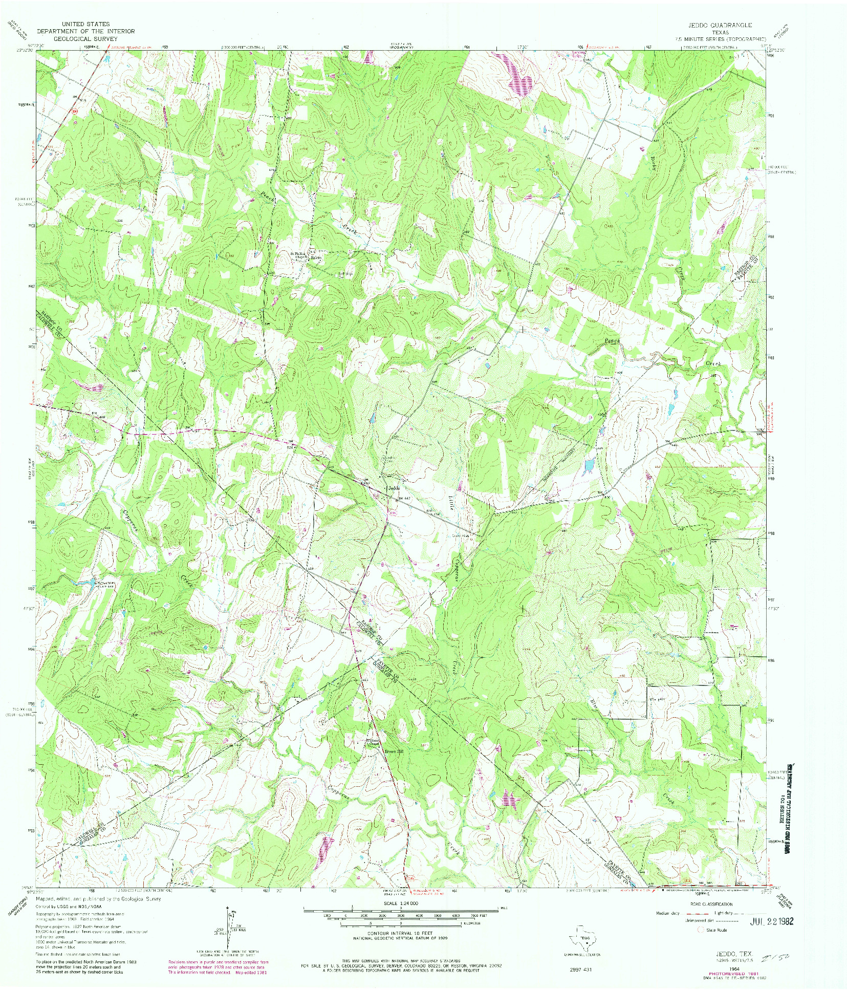 USGS 1:24000-SCALE QUADRANGLE FOR JEDDO, TX 1964