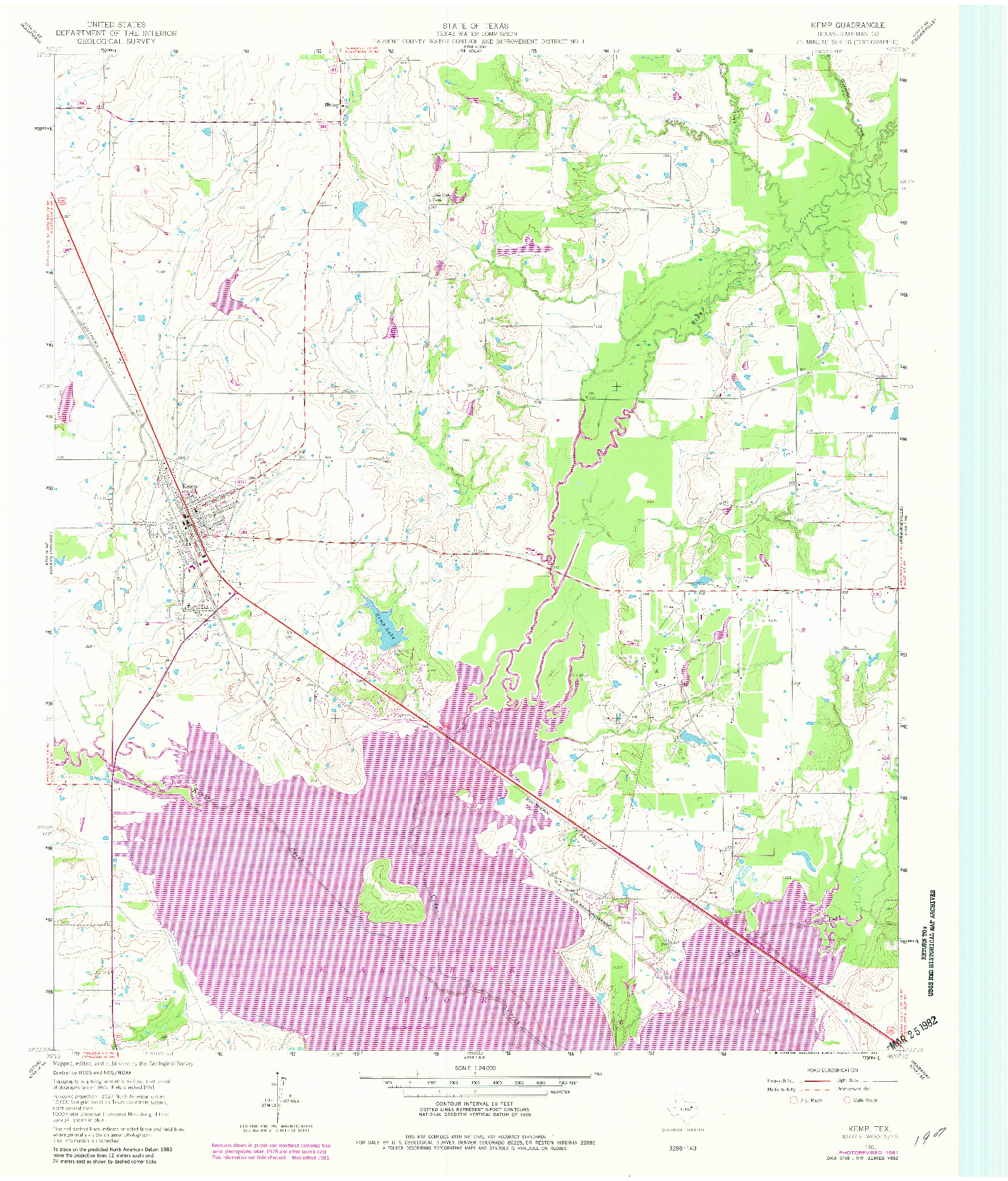 USGS 1:24000-SCALE QUADRANGLE FOR KEMP, TX 1961