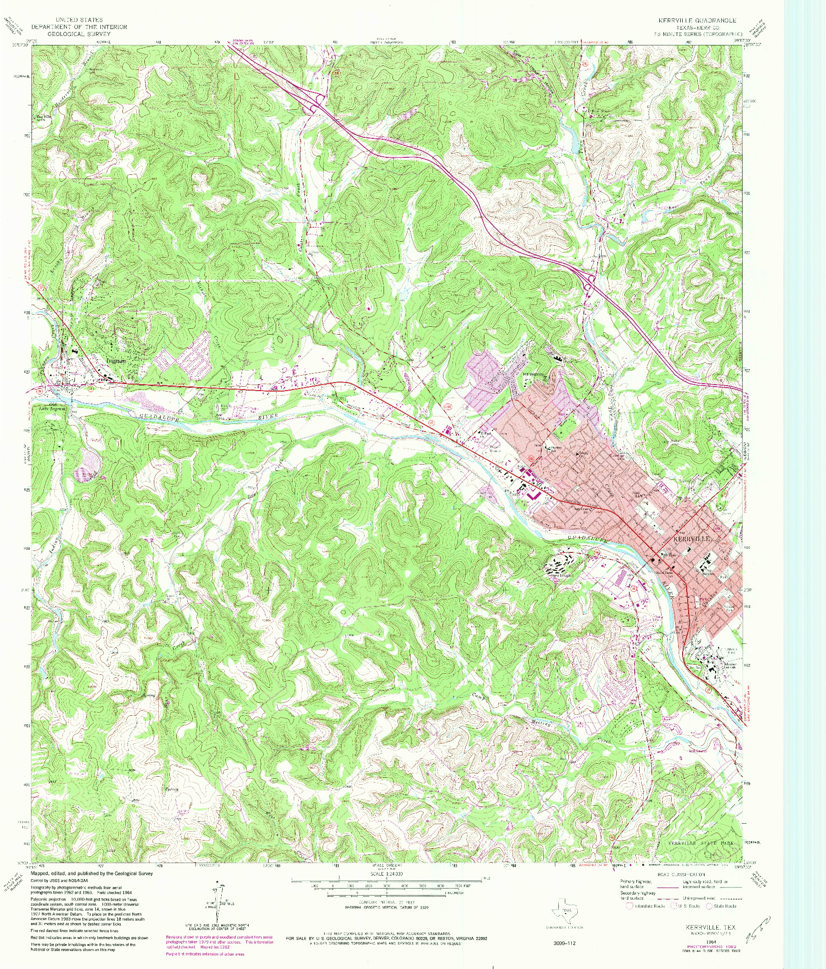 USGS 1:24000-SCALE QUADRANGLE FOR KERRVILLE, TX 1964