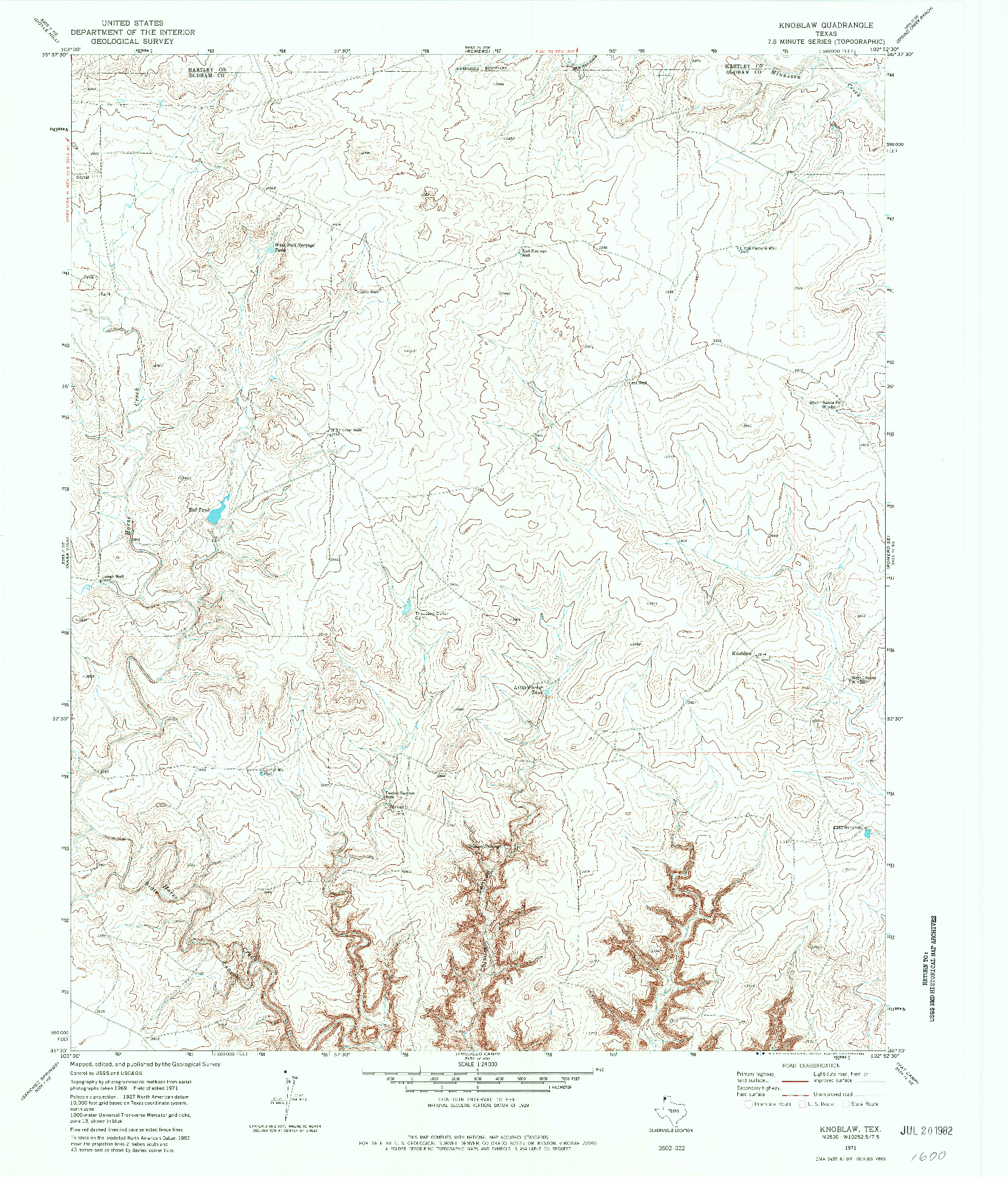 USGS 1:24000-SCALE QUADRANGLE FOR KNOBLAW, TX 1971