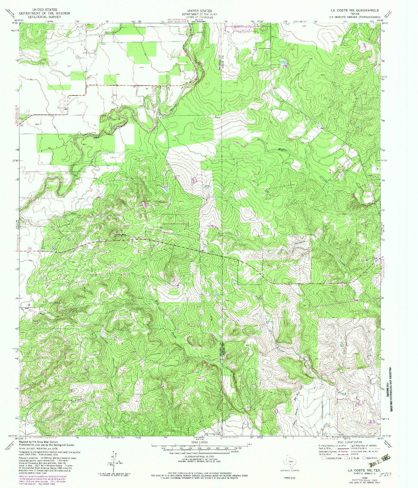 USGS 1:24000-SCALE QUADRANGLE FOR LA COSTE NE, TX 1958