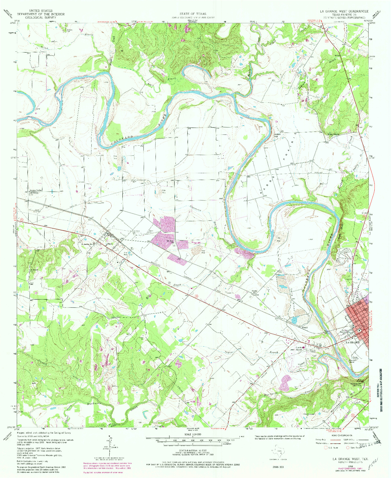 USGS 1:24000-SCALE QUADRANGLE FOR LA GRANGE WEST, TX 1958