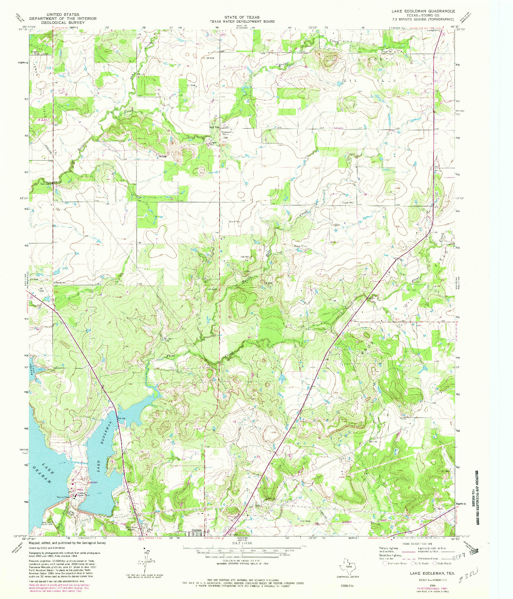 USGS 1:24000-SCALE QUADRANGLE FOR LAKE EDDLEMAN, TX 1964