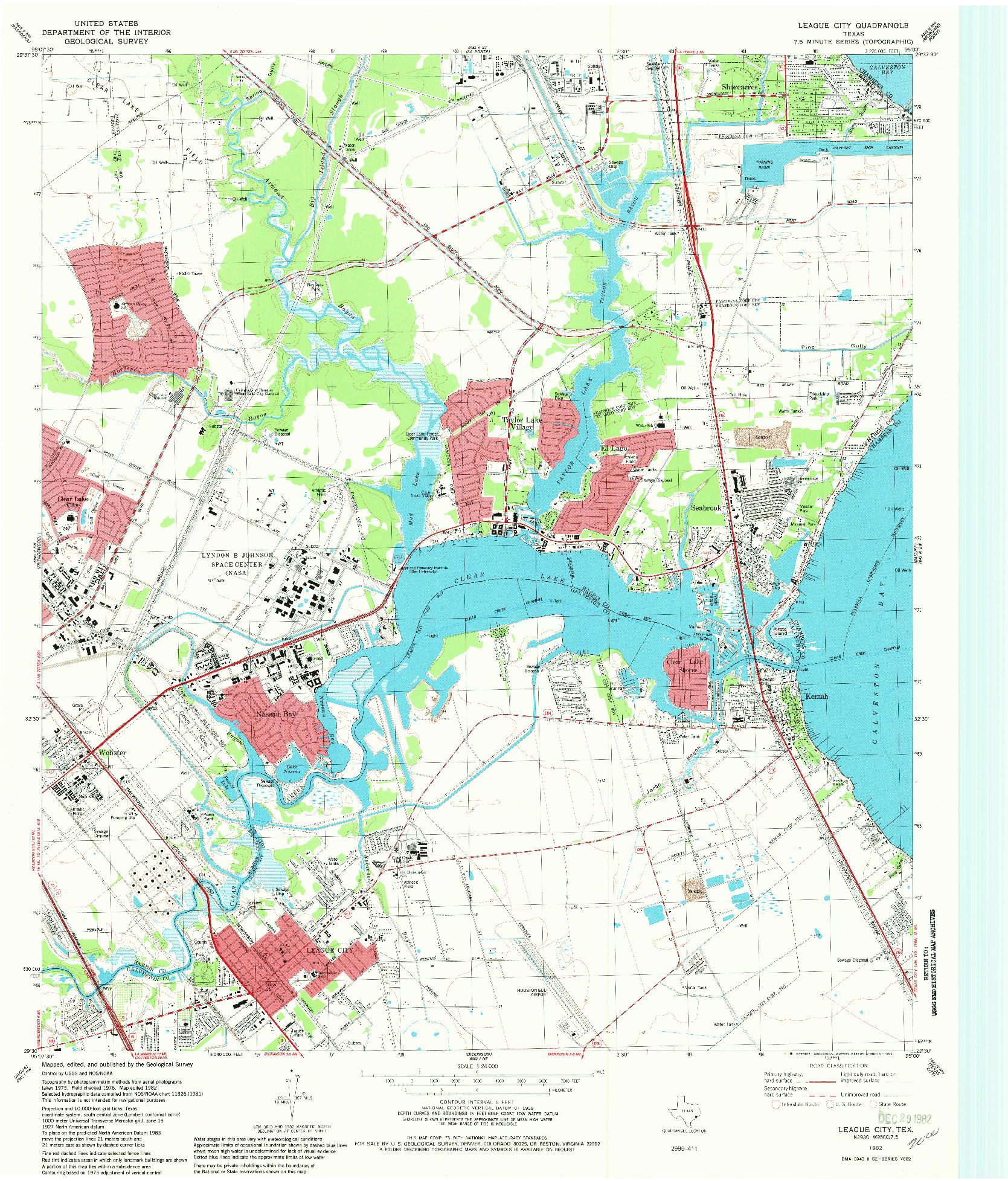 USGS 1:24000-SCALE QUADRANGLE FOR LEAGUE CITY, TX 1982