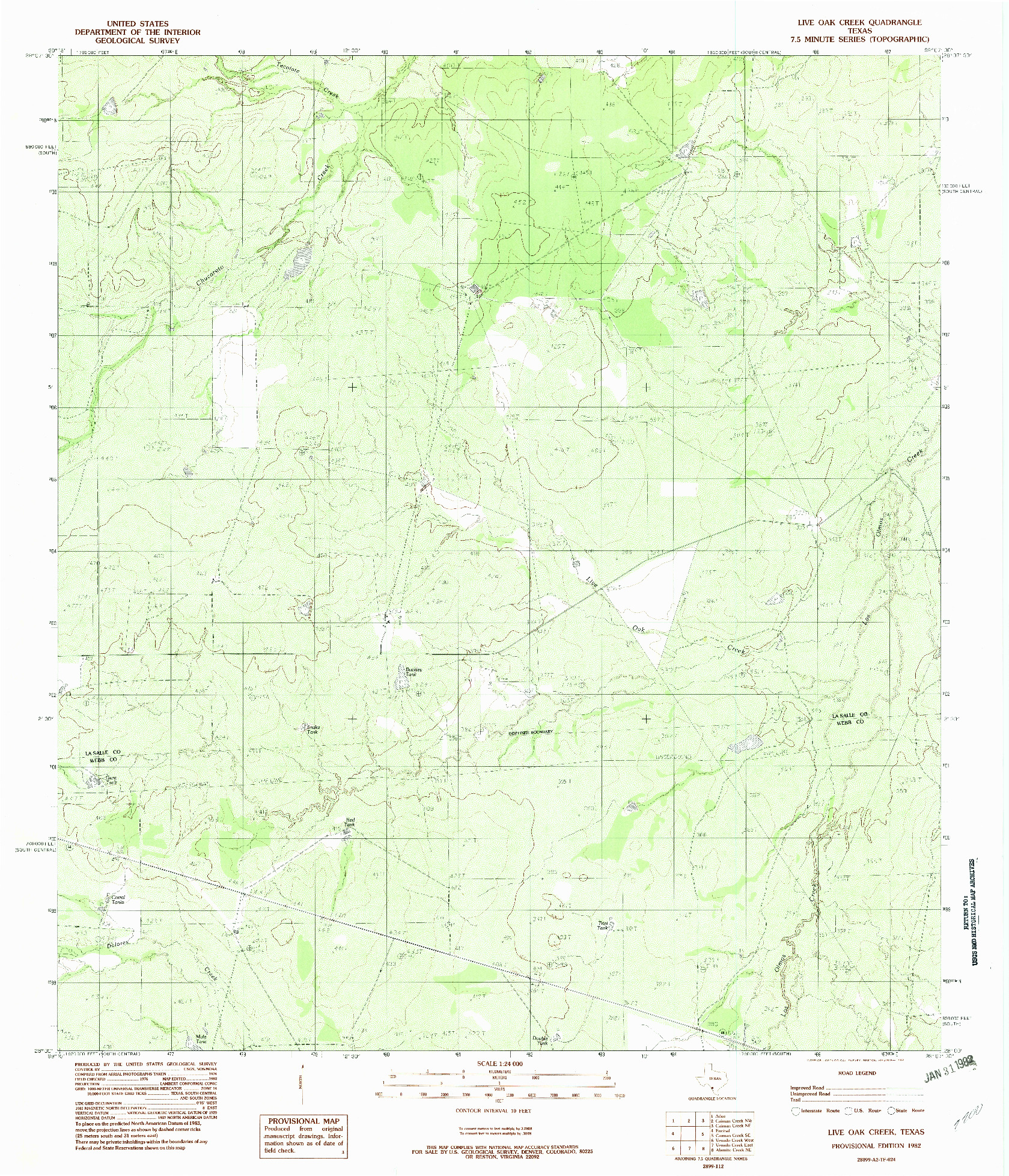 USGS 1:24000-SCALE QUADRANGLE FOR LIVE OAK CREEK, TX 1982