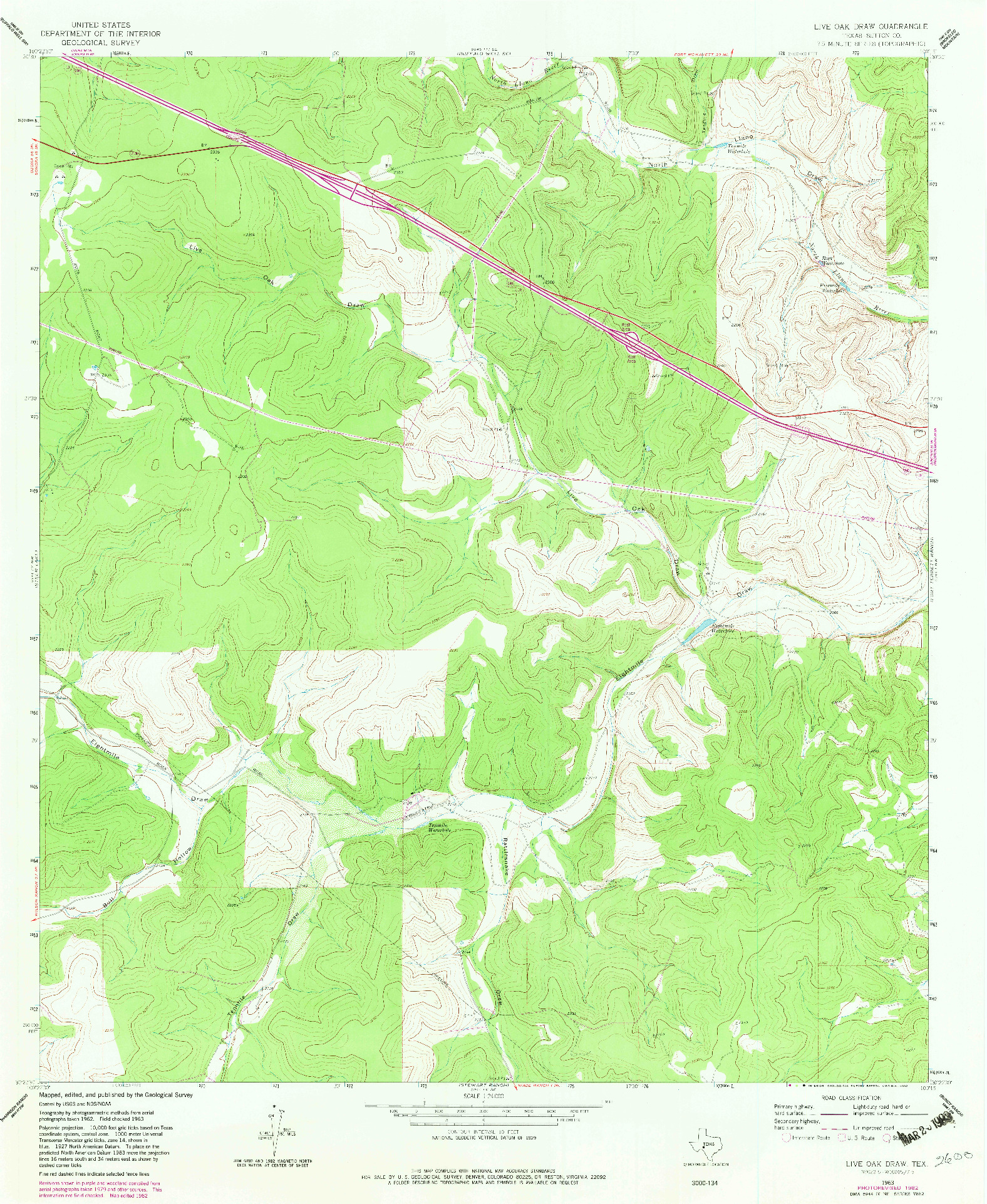 USGS 1:24000-SCALE QUADRANGLE FOR LIVE OAK DRAW, TX 1963