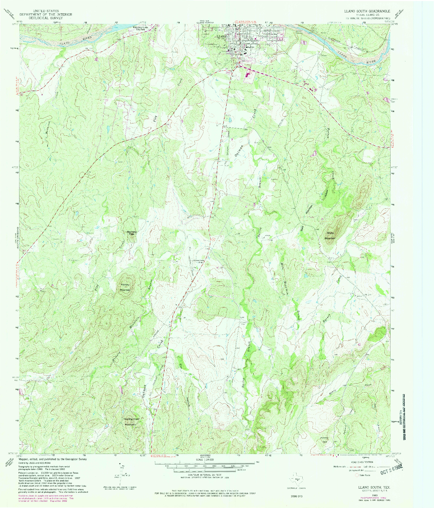 USGS 1:24000-SCALE QUADRANGLE FOR LLANO SOUTH, TX 1960