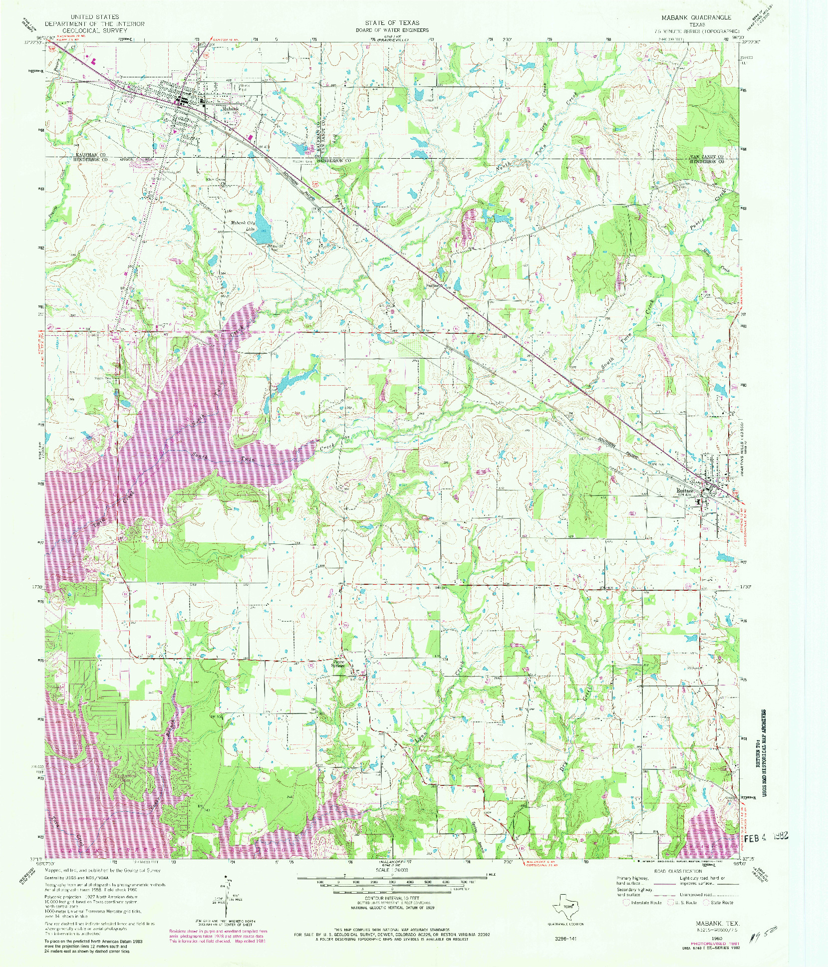 USGS 1:24000-SCALE QUADRANGLE FOR MABANK, TX 1960