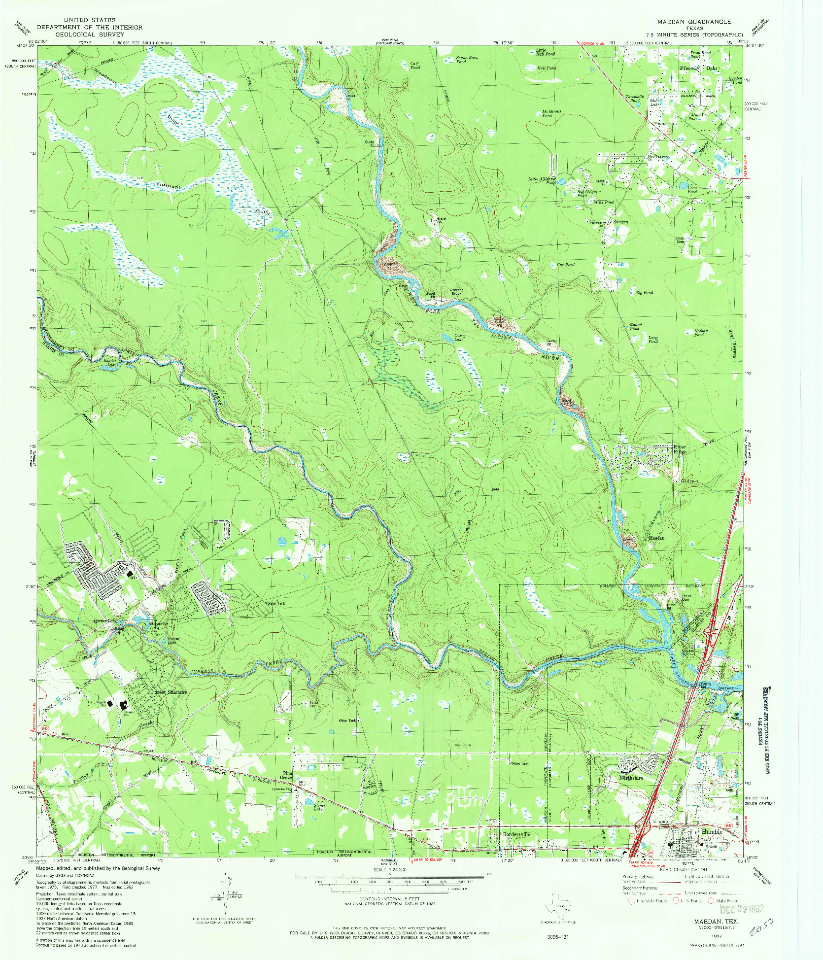 USGS 1:24000-SCALE QUADRANGLE FOR MAEDAN, TX 1982