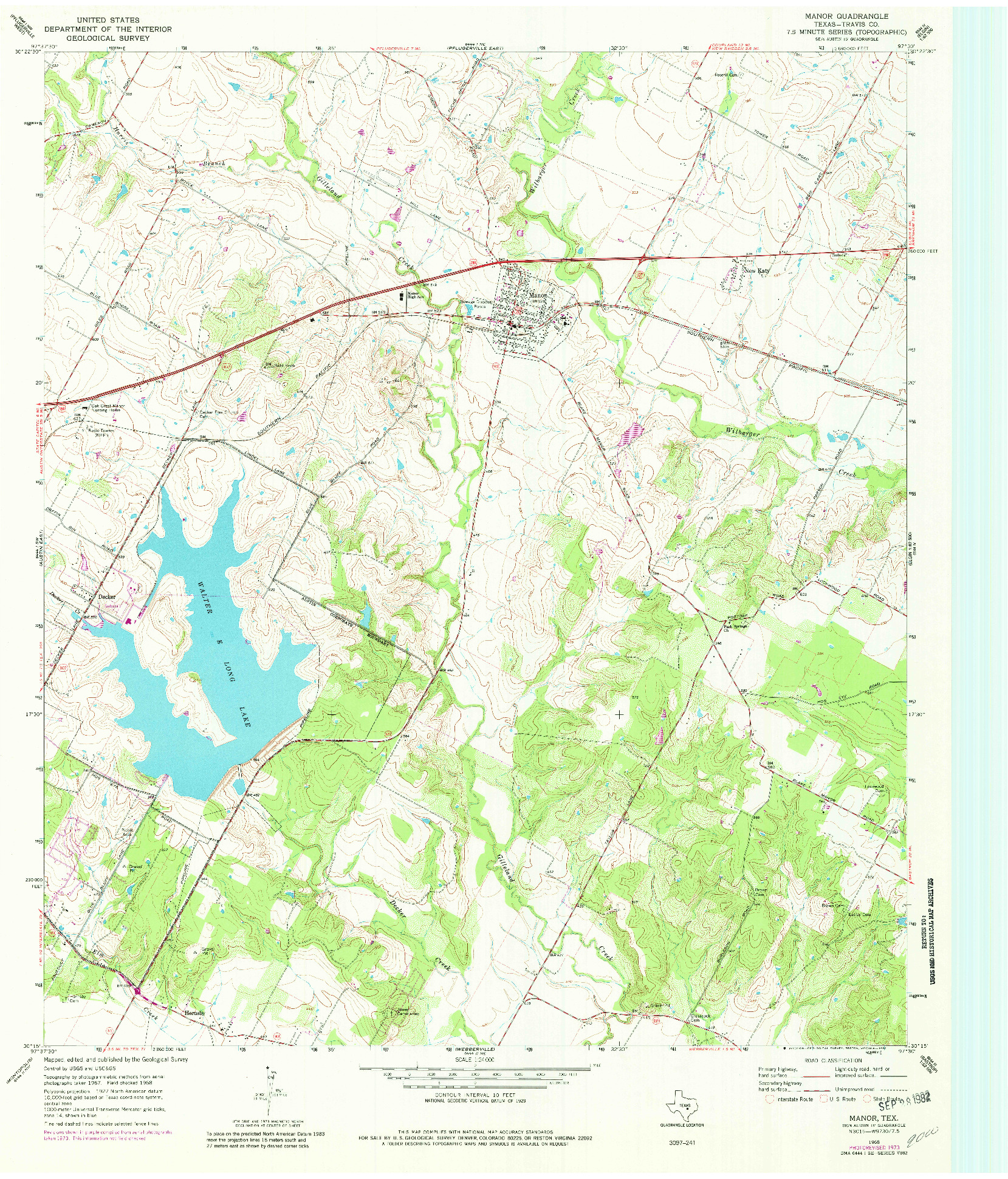 USGS 1:24000-SCALE QUADRANGLE FOR MANOR, TX 1968