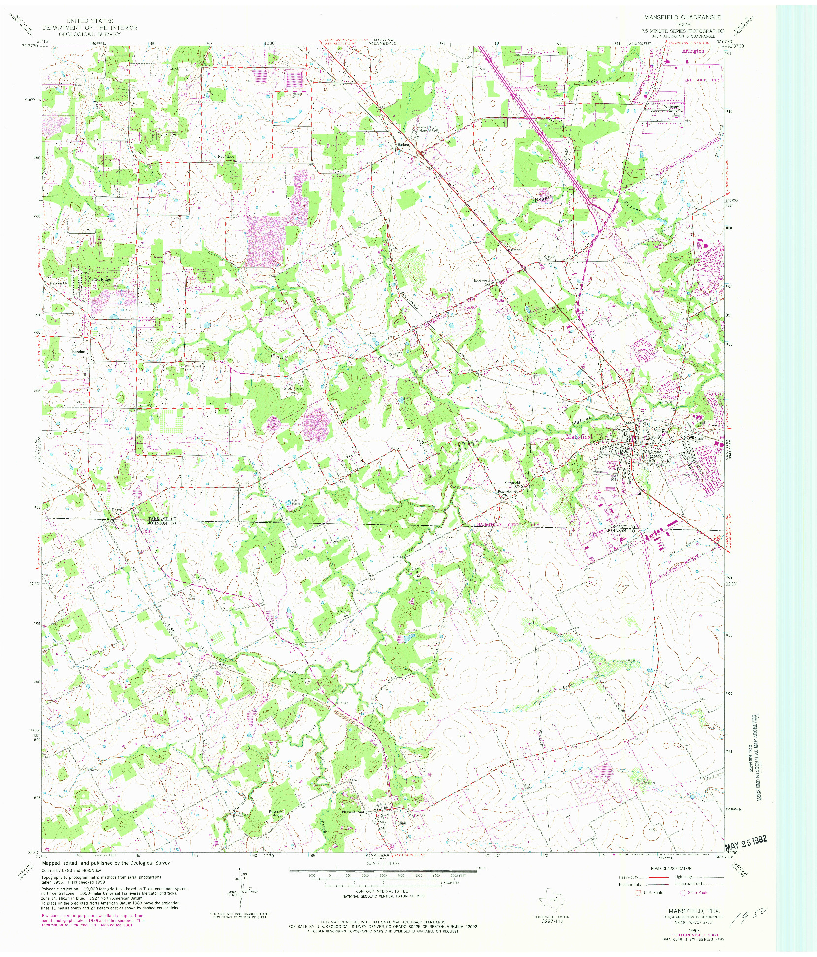 USGS 1:24000-SCALE QUADRANGLE FOR MANSFIELD, TX 1959