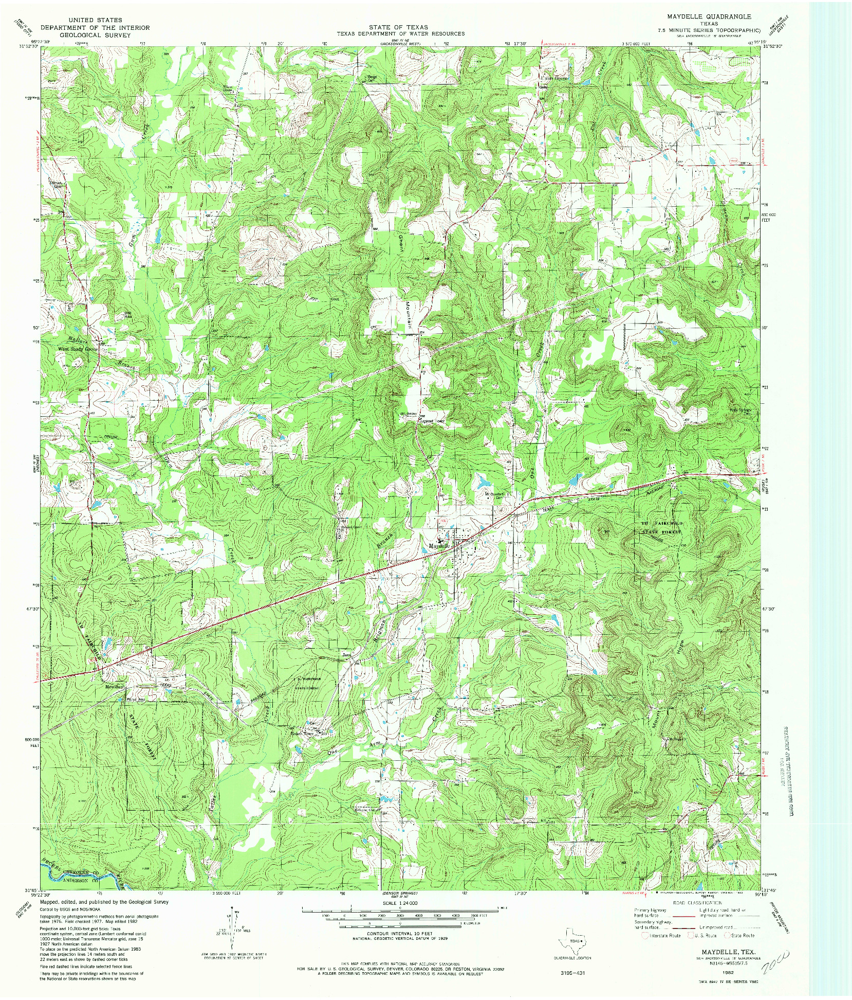 USGS 1:24000-SCALE QUADRANGLE FOR MAYDELLE, TX 1982