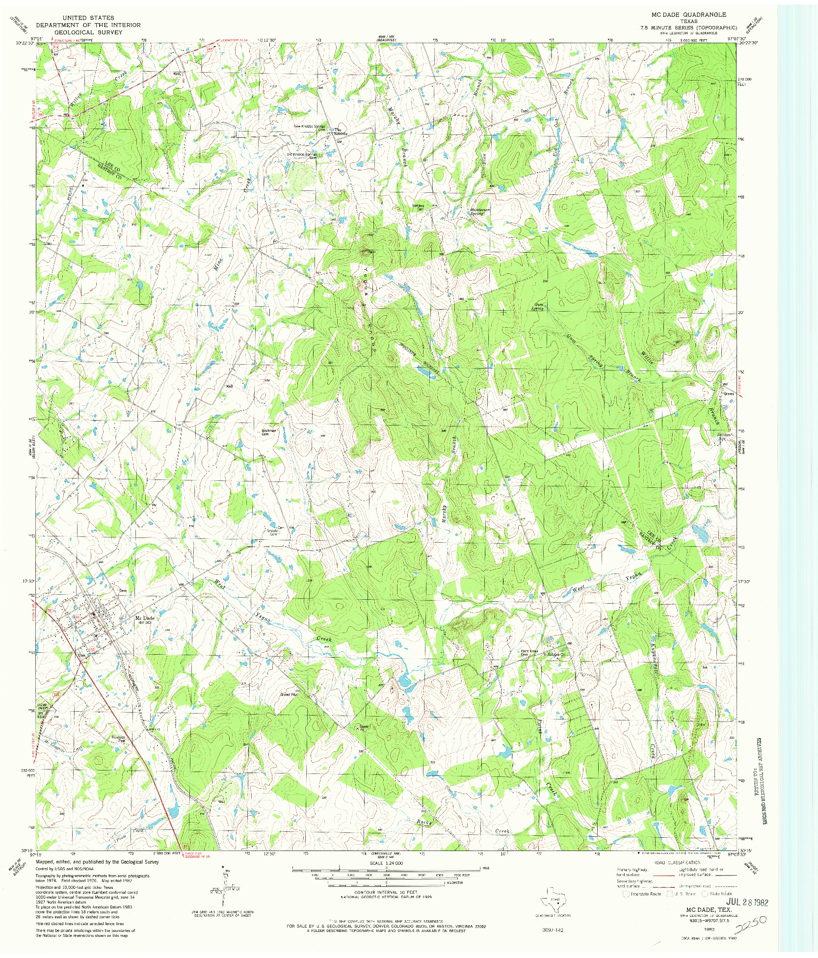 USGS 1:24000-SCALE QUADRANGLE FOR MCDADE, TX 1982