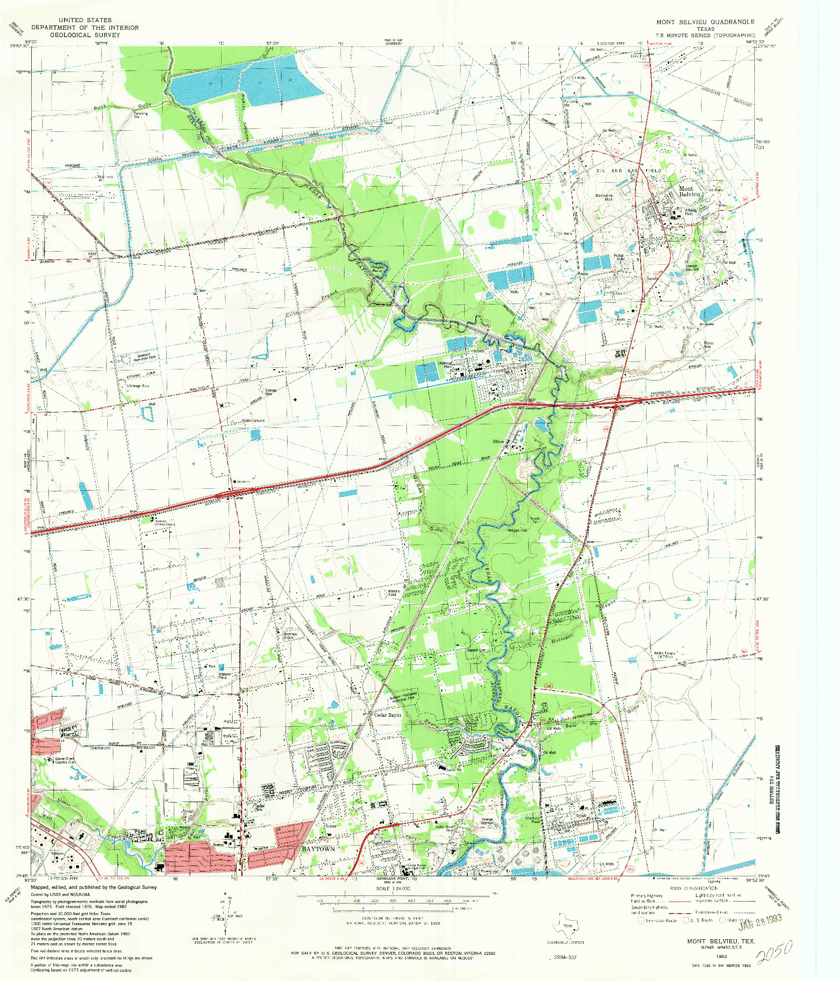 USGS 1:24000-SCALE QUADRANGLE FOR MONT BELVIEU, TX 1982