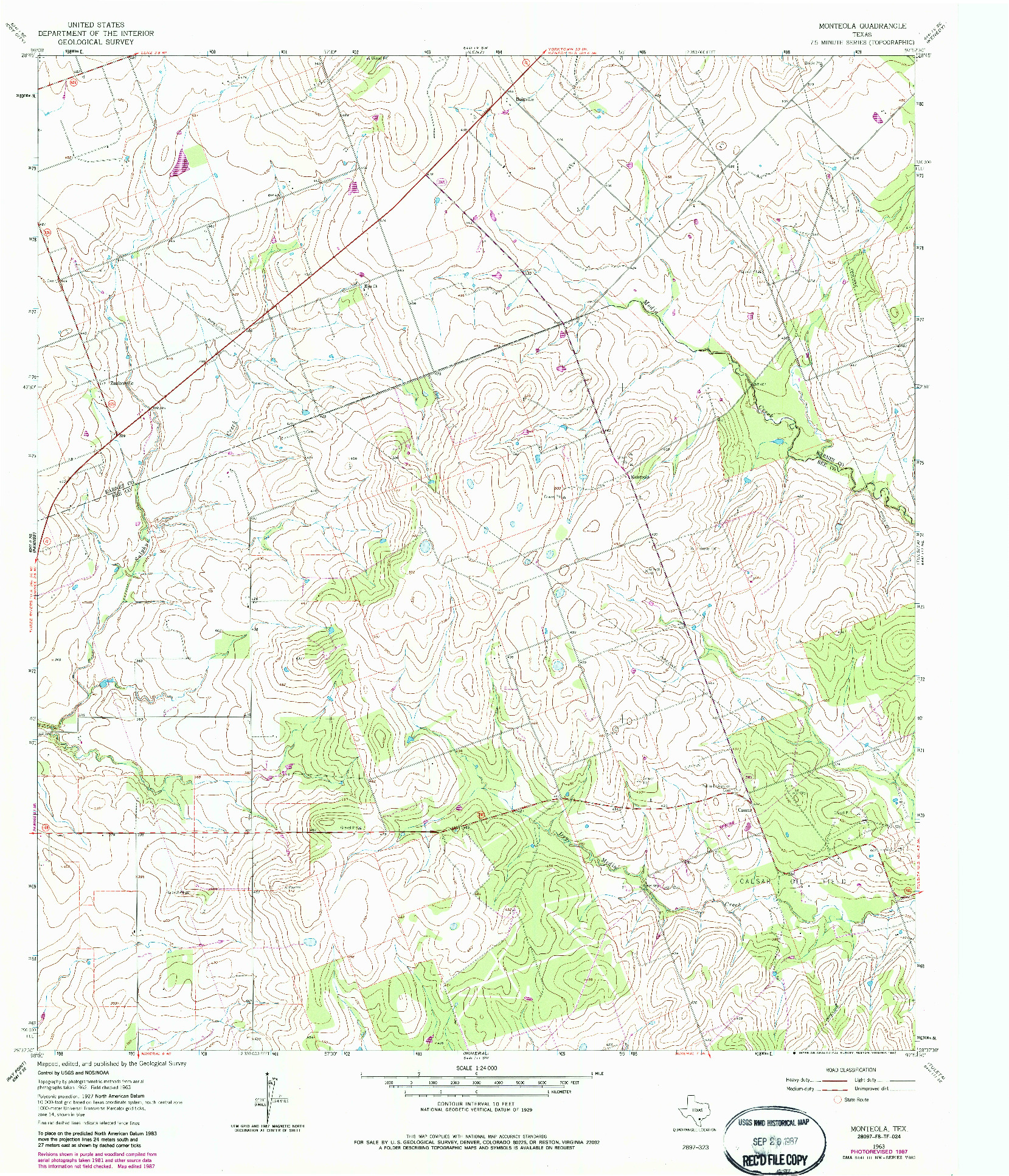 USGS 1:24000-SCALE QUADRANGLE FOR MONTEOLA, TX 1963