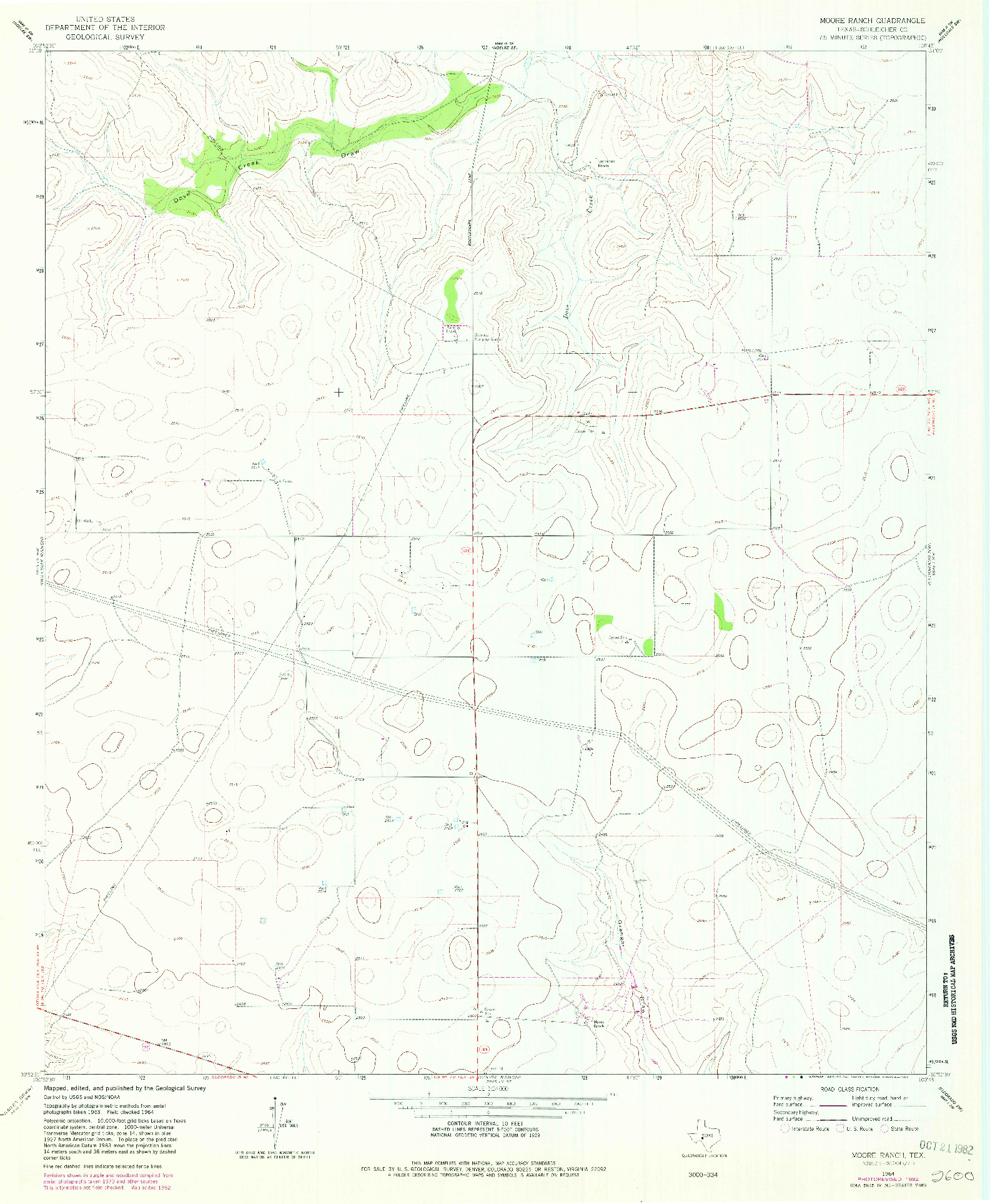 USGS 1:24000-SCALE QUADRANGLE FOR MOORE RANCH, TX 1964