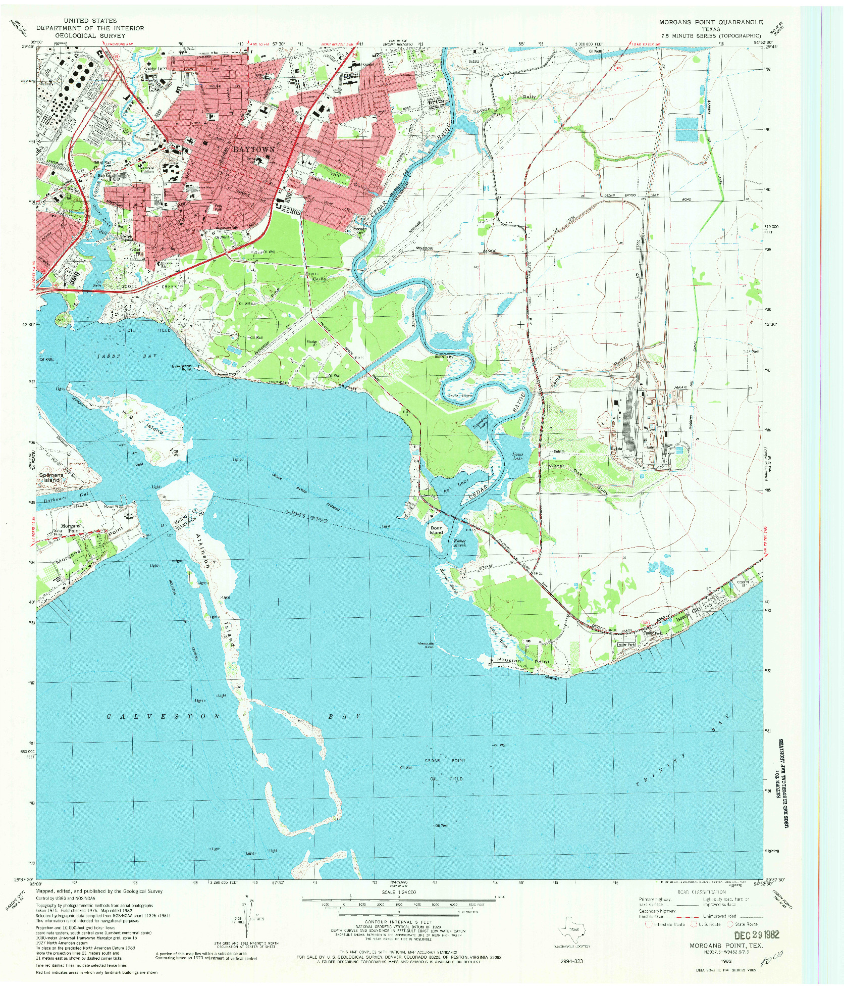 USGS 1:24000-SCALE QUADRANGLE FOR MORGANS POINT, TX 1982