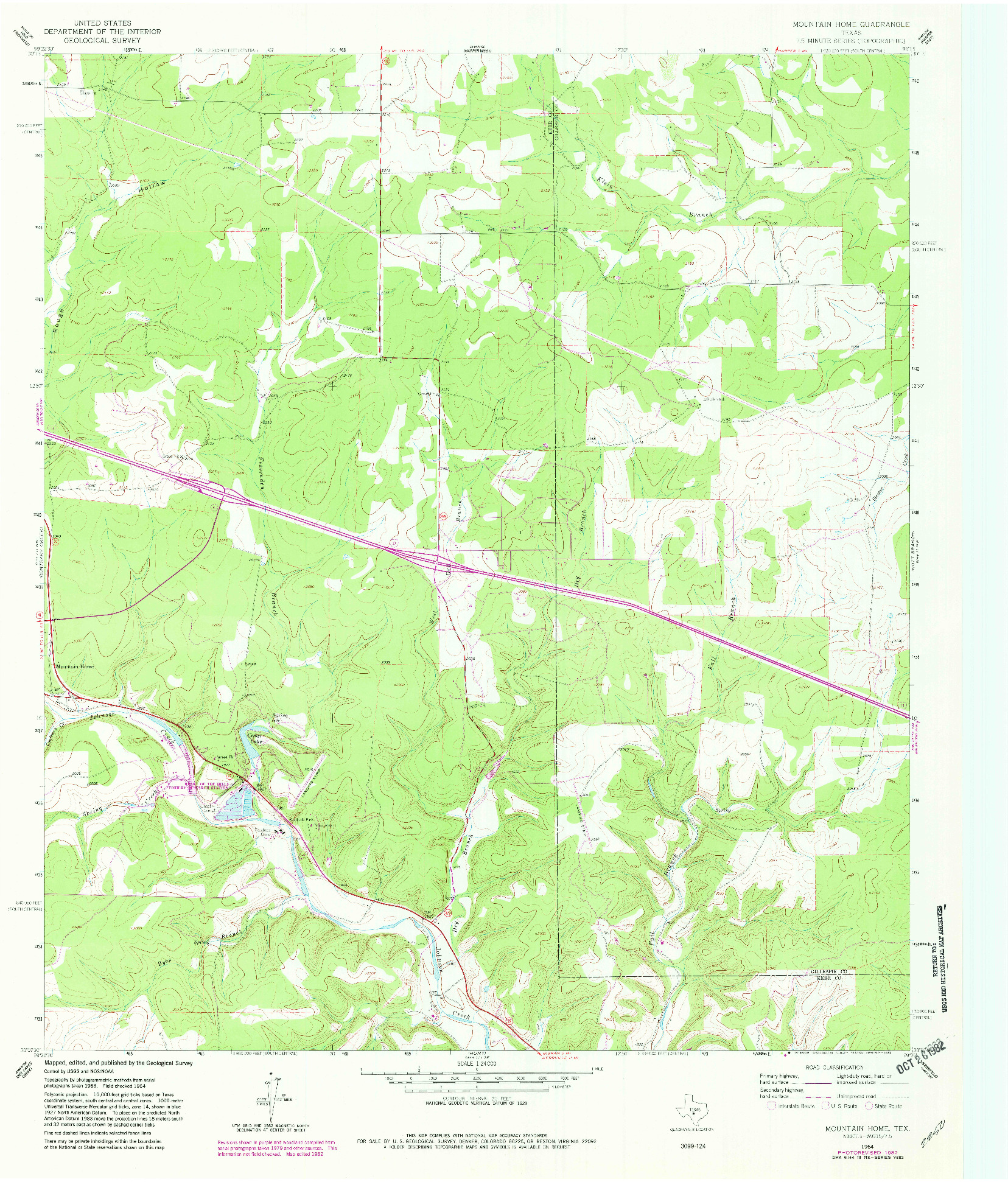 USGS 1:24000-SCALE QUADRANGLE FOR MOUNTAIN HOME, TX 1964