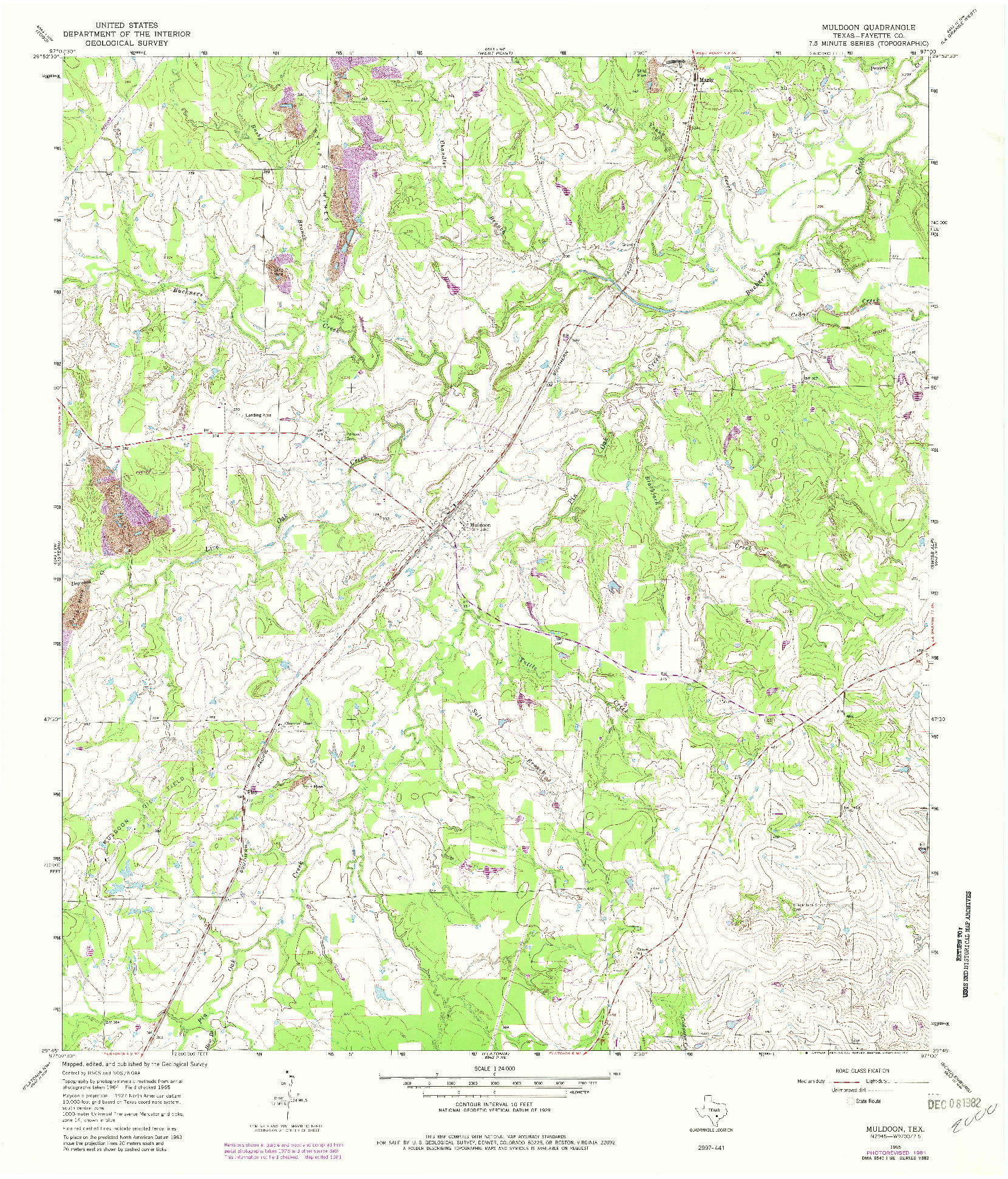 USGS 1:24000-SCALE QUADRANGLE FOR MULDOON, TX 1965