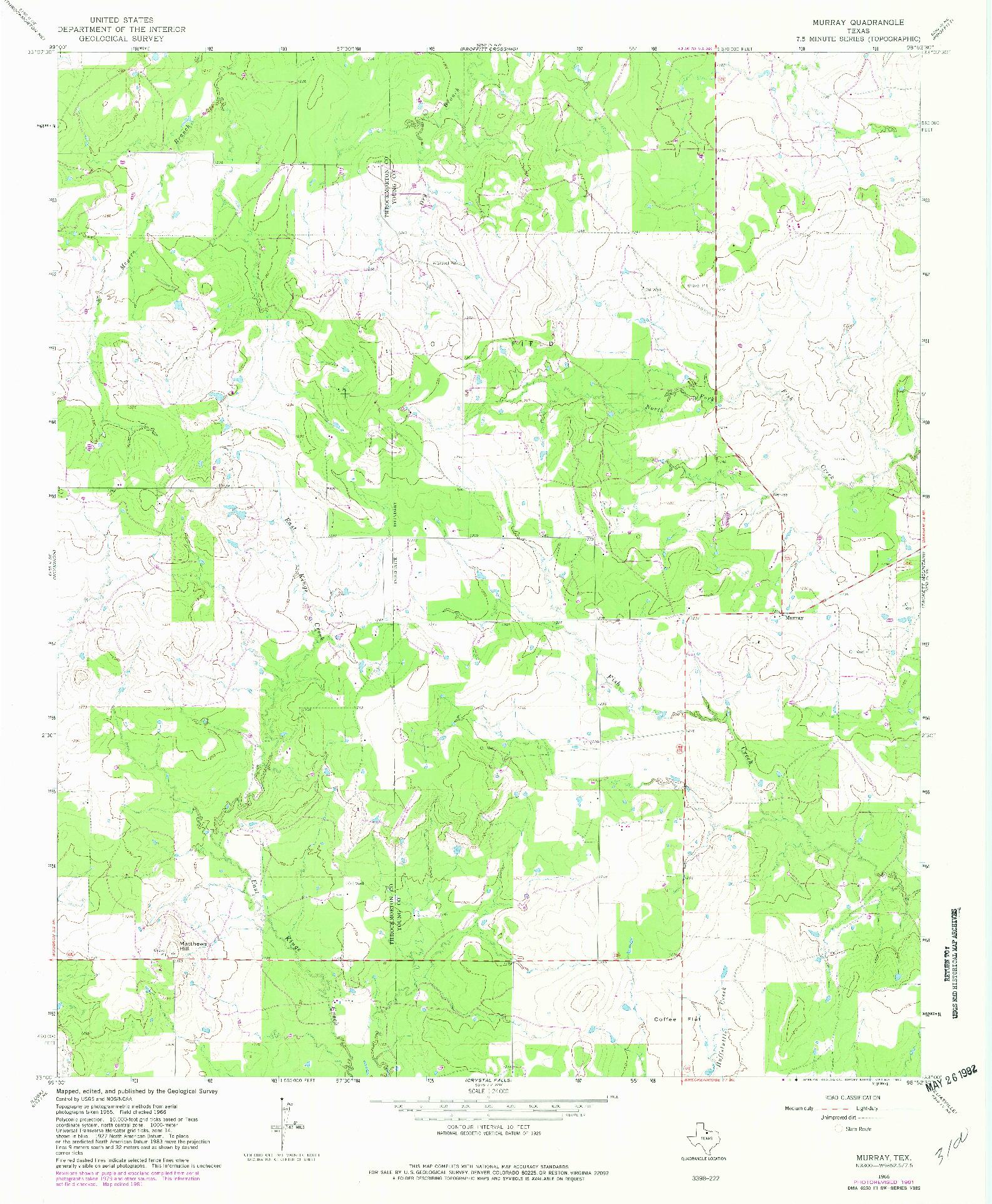 USGS 1:24000-SCALE QUADRANGLE FOR MURRAY, TX 1966