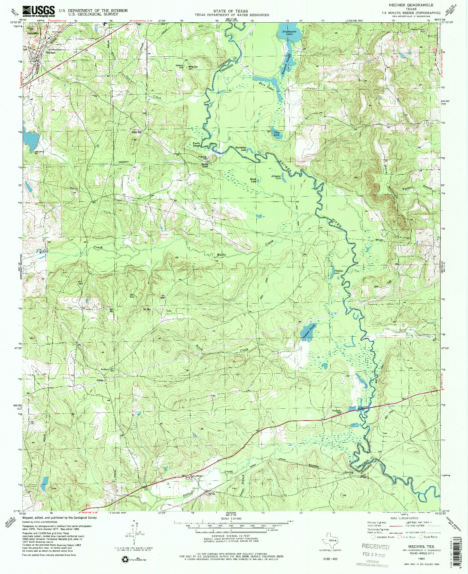 USGS 1:24000-SCALE QUADRANGLE FOR NECHES, TX 1982