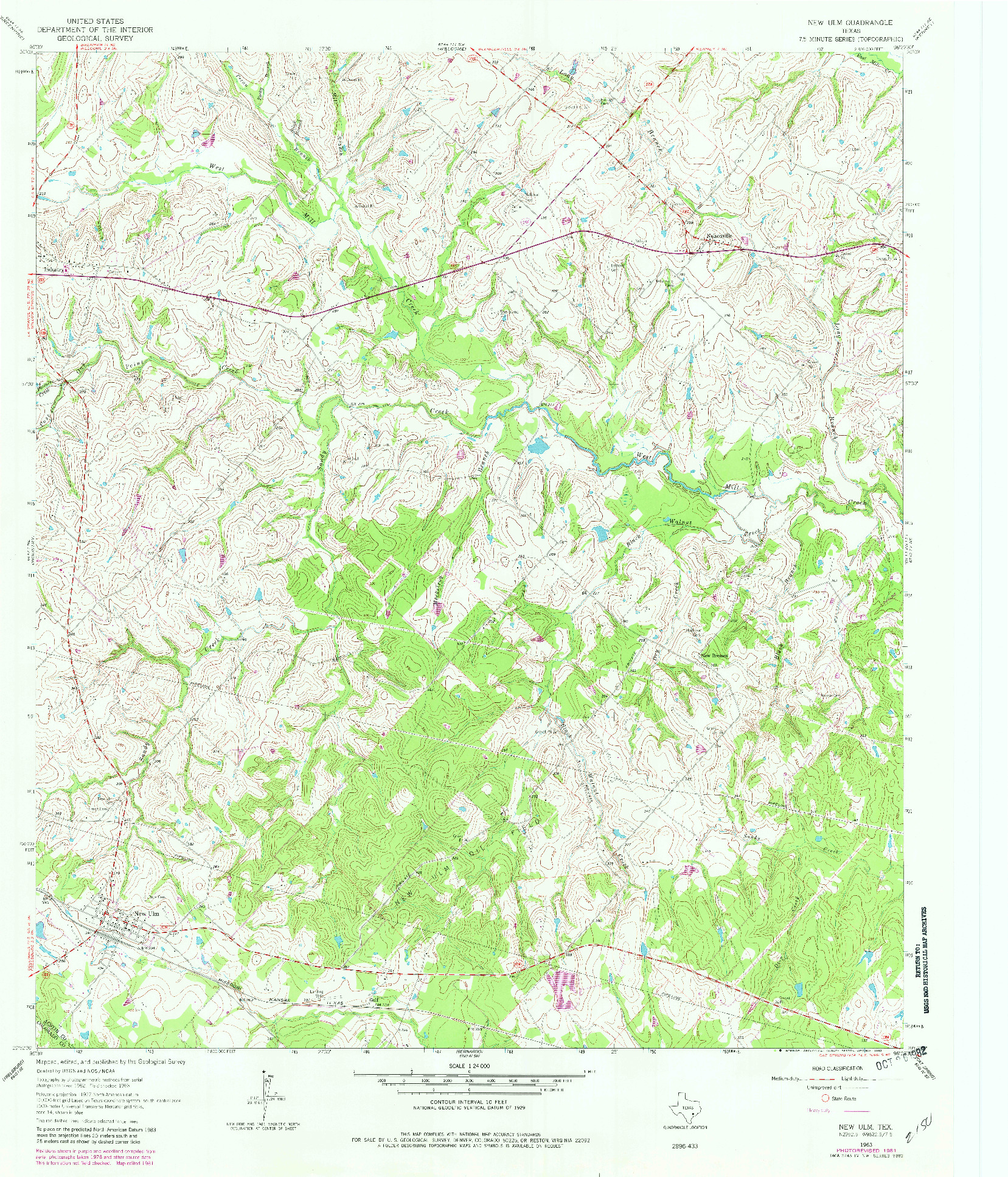 USGS 1:24000-SCALE QUADRANGLE FOR NEW ULM, TX 1963