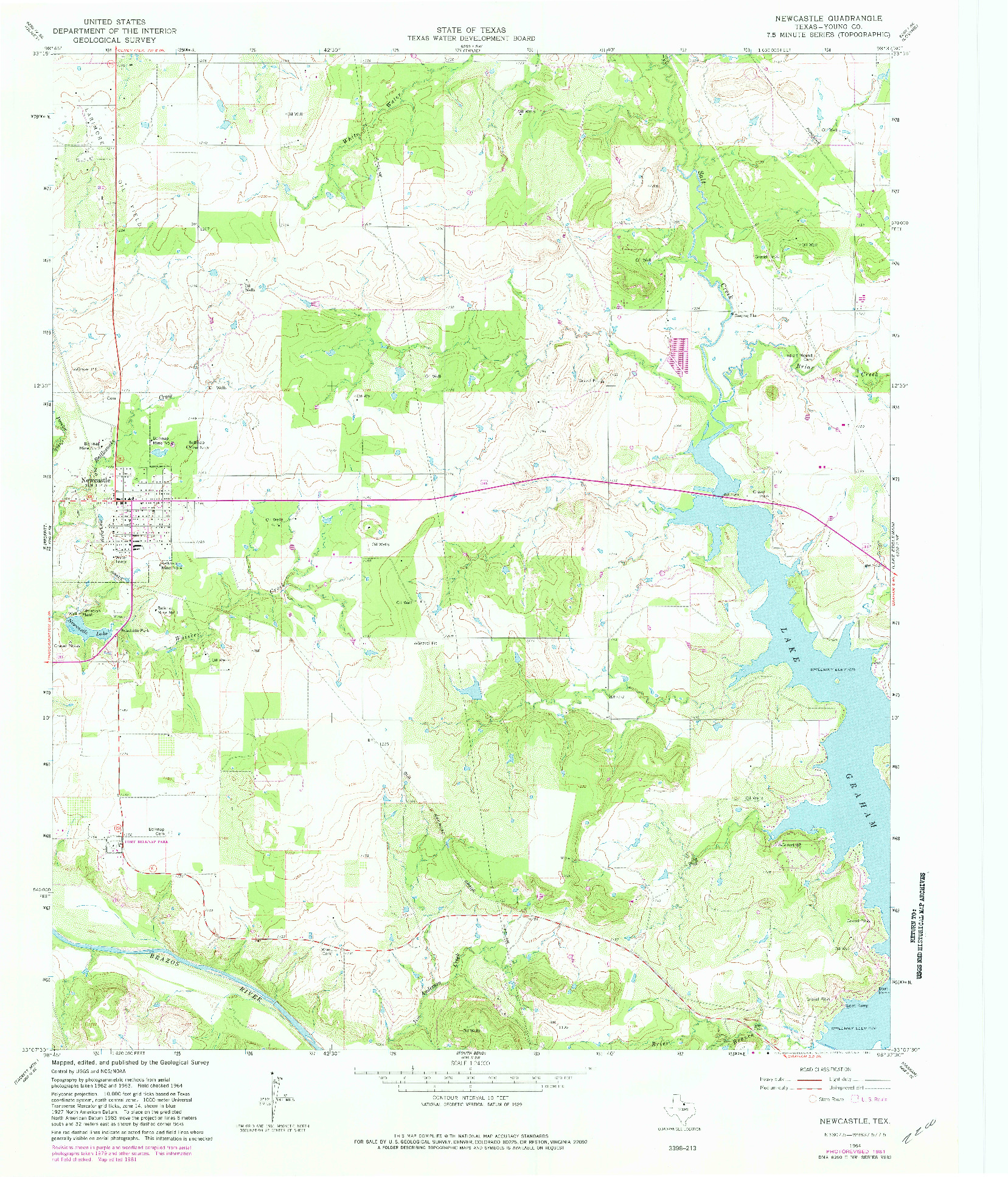 USGS 1:24000-SCALE QUADRANGLE FOR NEWCASTLE, TX 1964