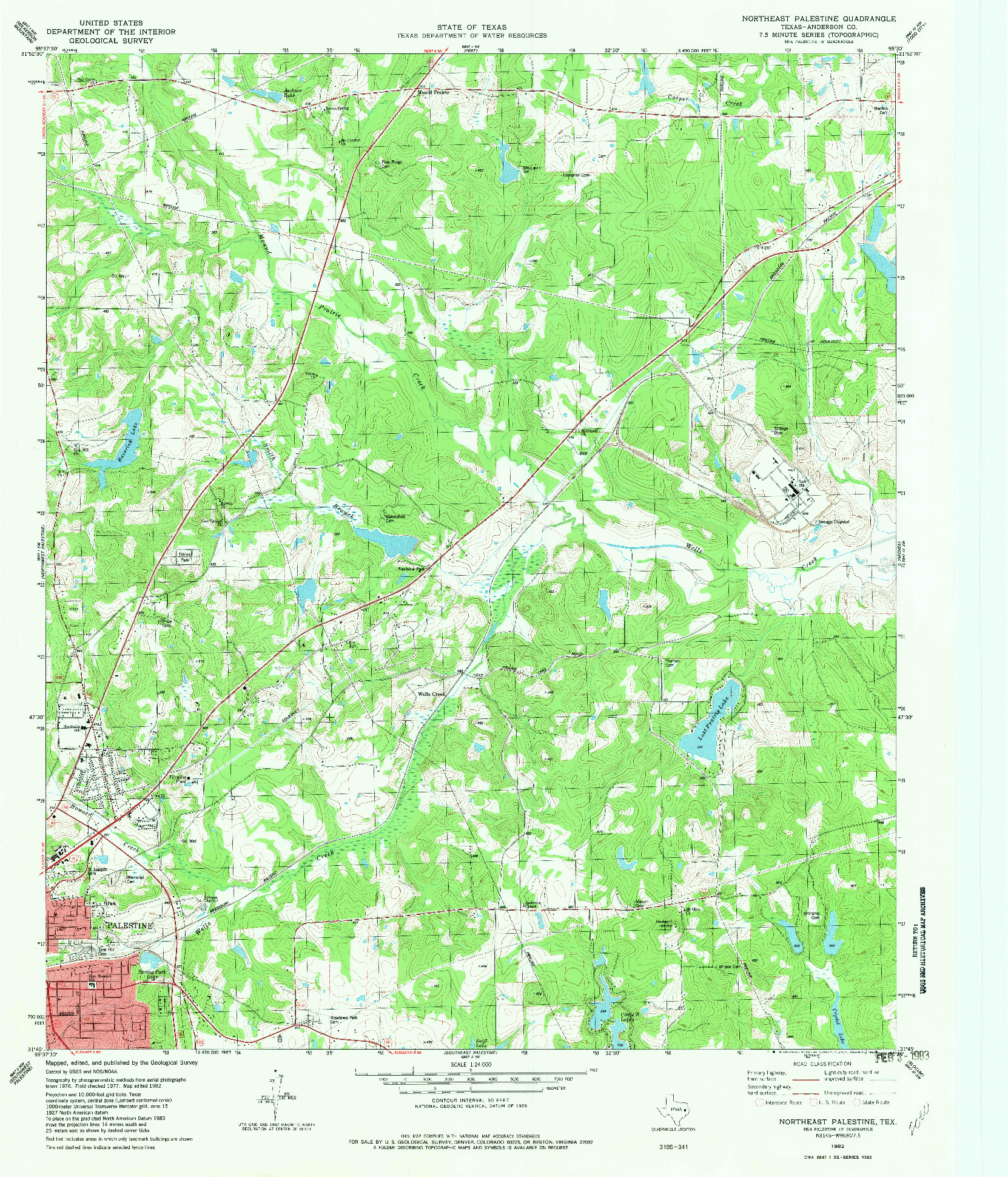 USGS 1:24000-SCALE QUADRANGLE FOR NORTHEAST PALESTINE, TX 1982