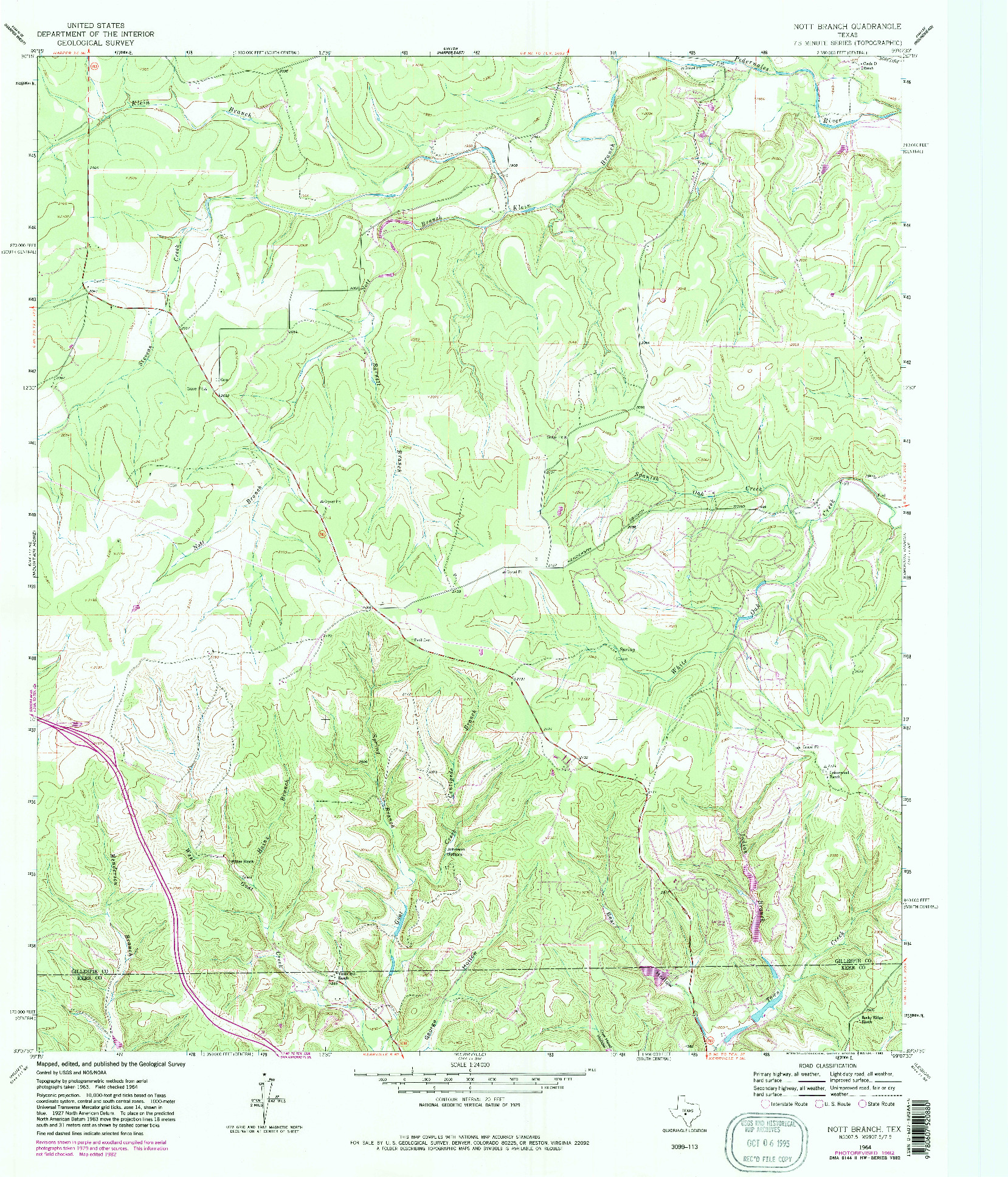 USGS 1:24000-SCALE QUADRANGLE FOR NOTT BRANCH, TX 1964
