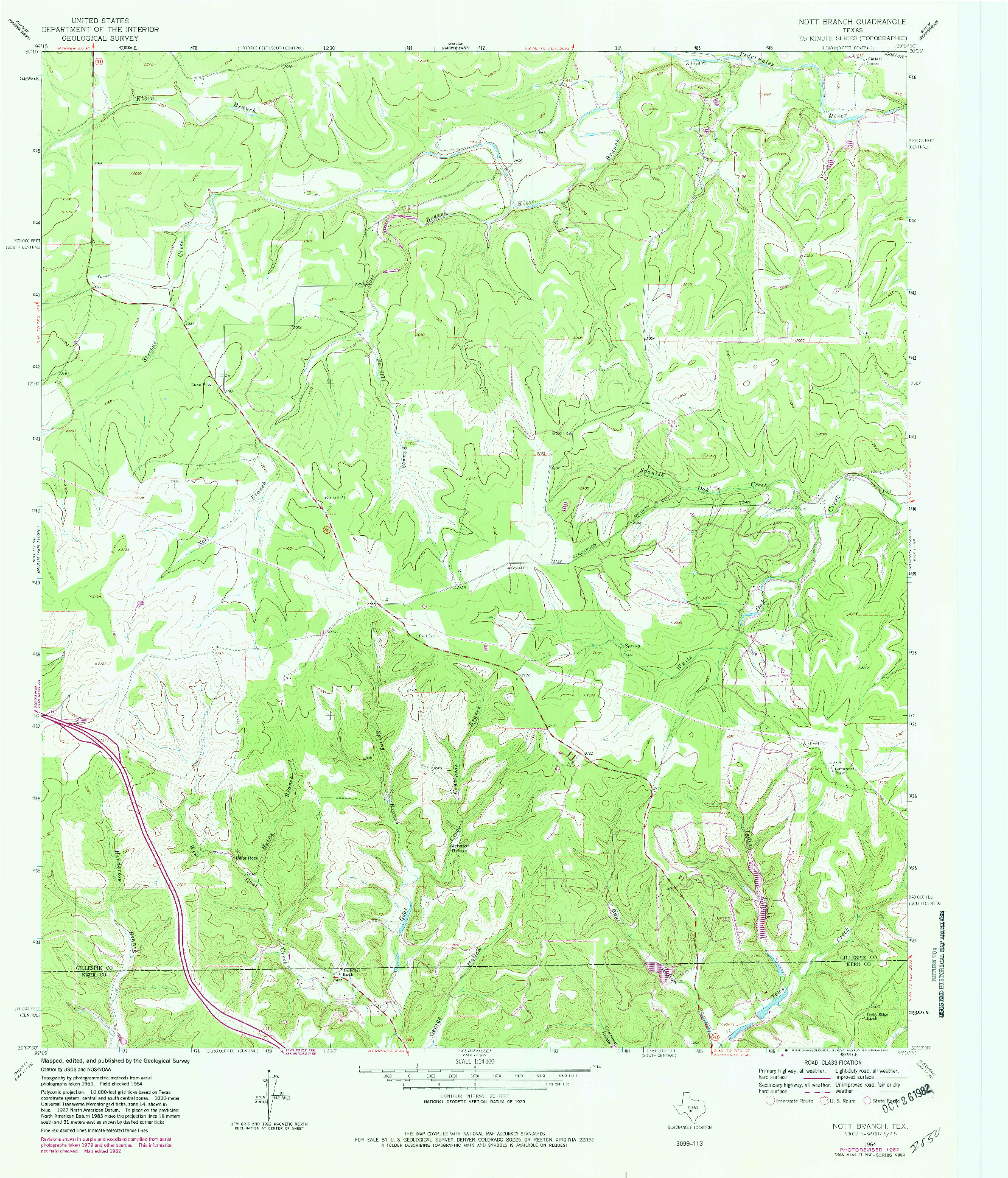 USGS 1:24000-SCALE QUADRANGLE FOR NOTT BRANCH, TX 1964