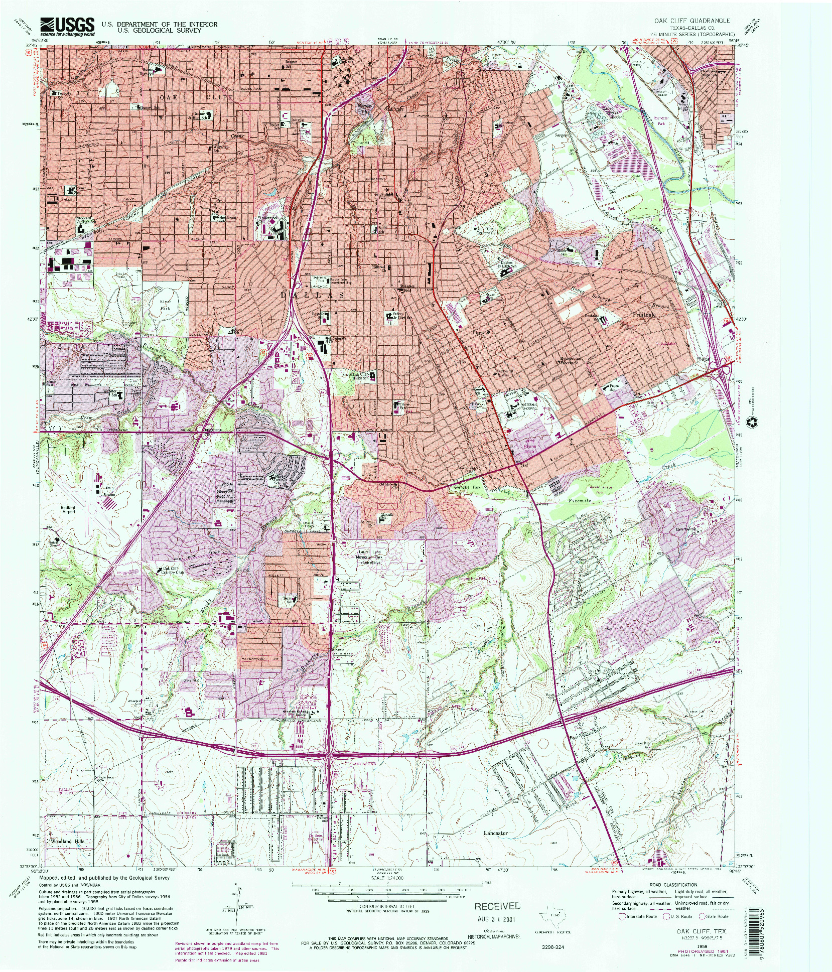 USGS 1:24000-SCALE QUADRANGLE FOR OAK CLIFF, TX 1958