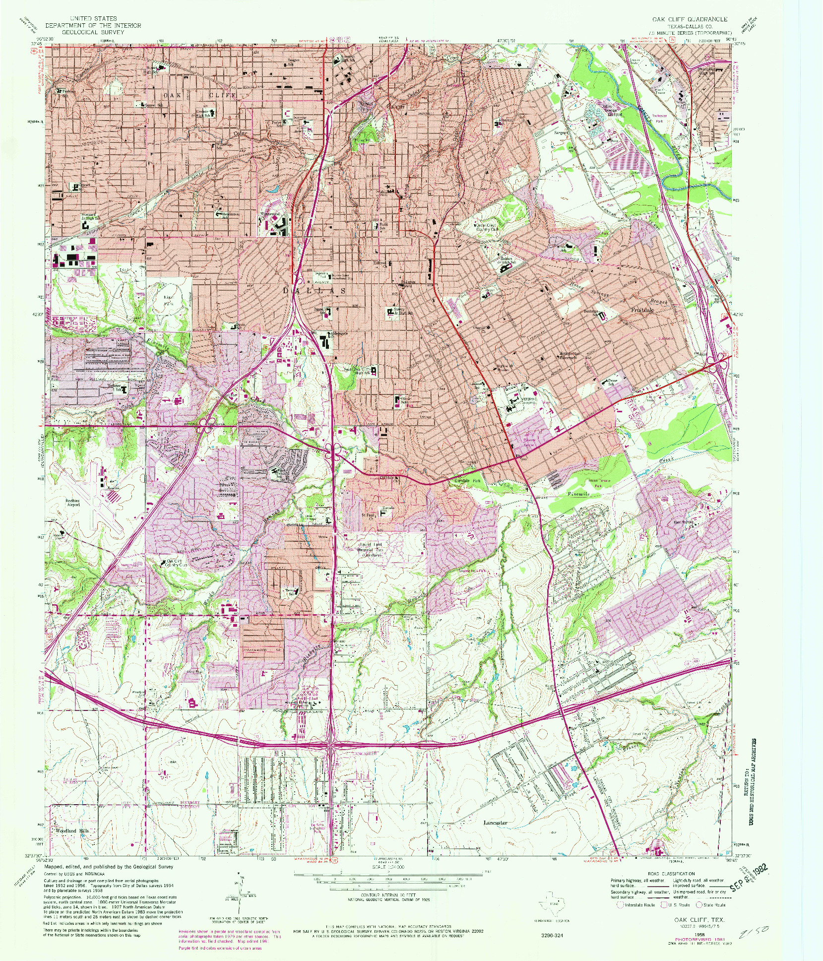 USGS 1:24000-SCALE QUADRANGLE FOR OAK CLIFF, TX 1958