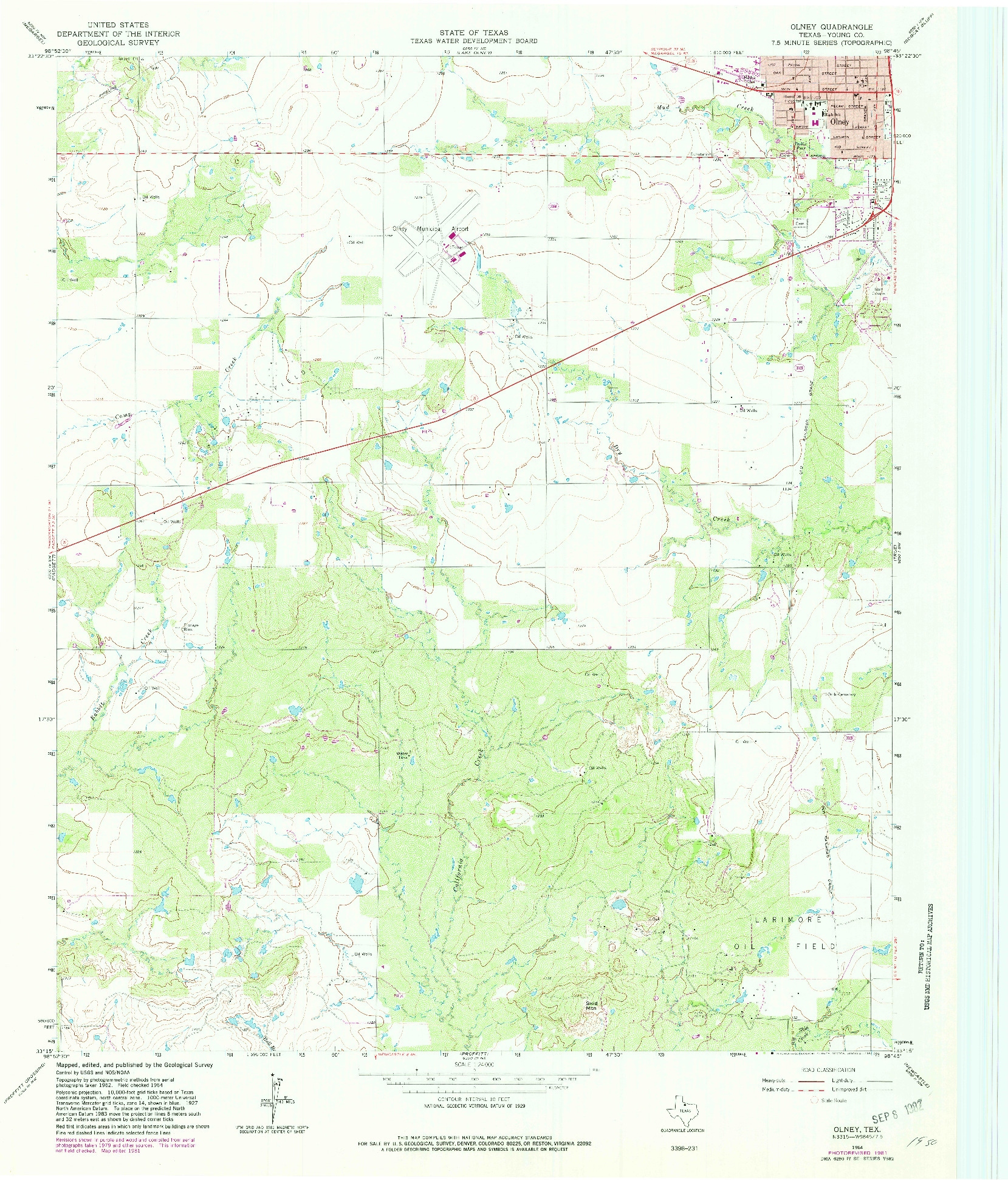 USGS 1:24000-SCALE QUADRANGLE FOR OLNEY, TX 1964