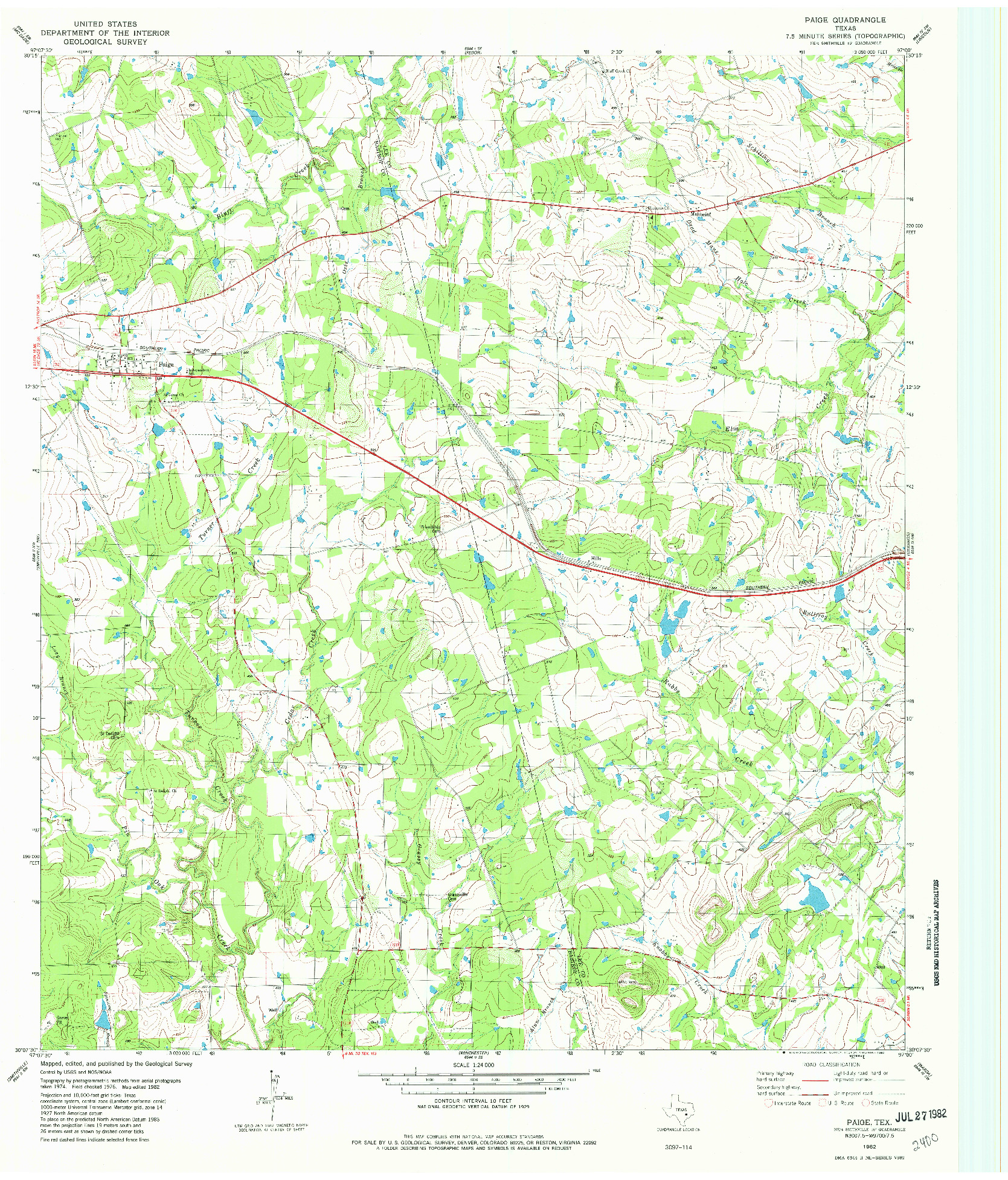 USGS 1:24000-SCALE QUADRANGLE FOR PAIGE, TX 1982