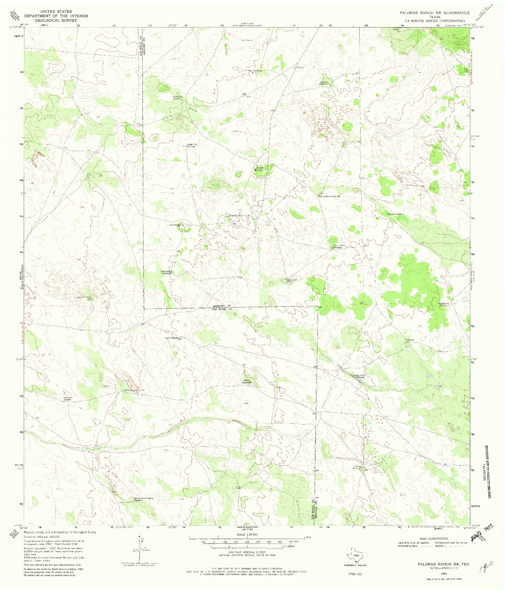 USGS 1:24000-SCALE QUADRANGLE FOR PALOMAS RANCH SW, TX 1968