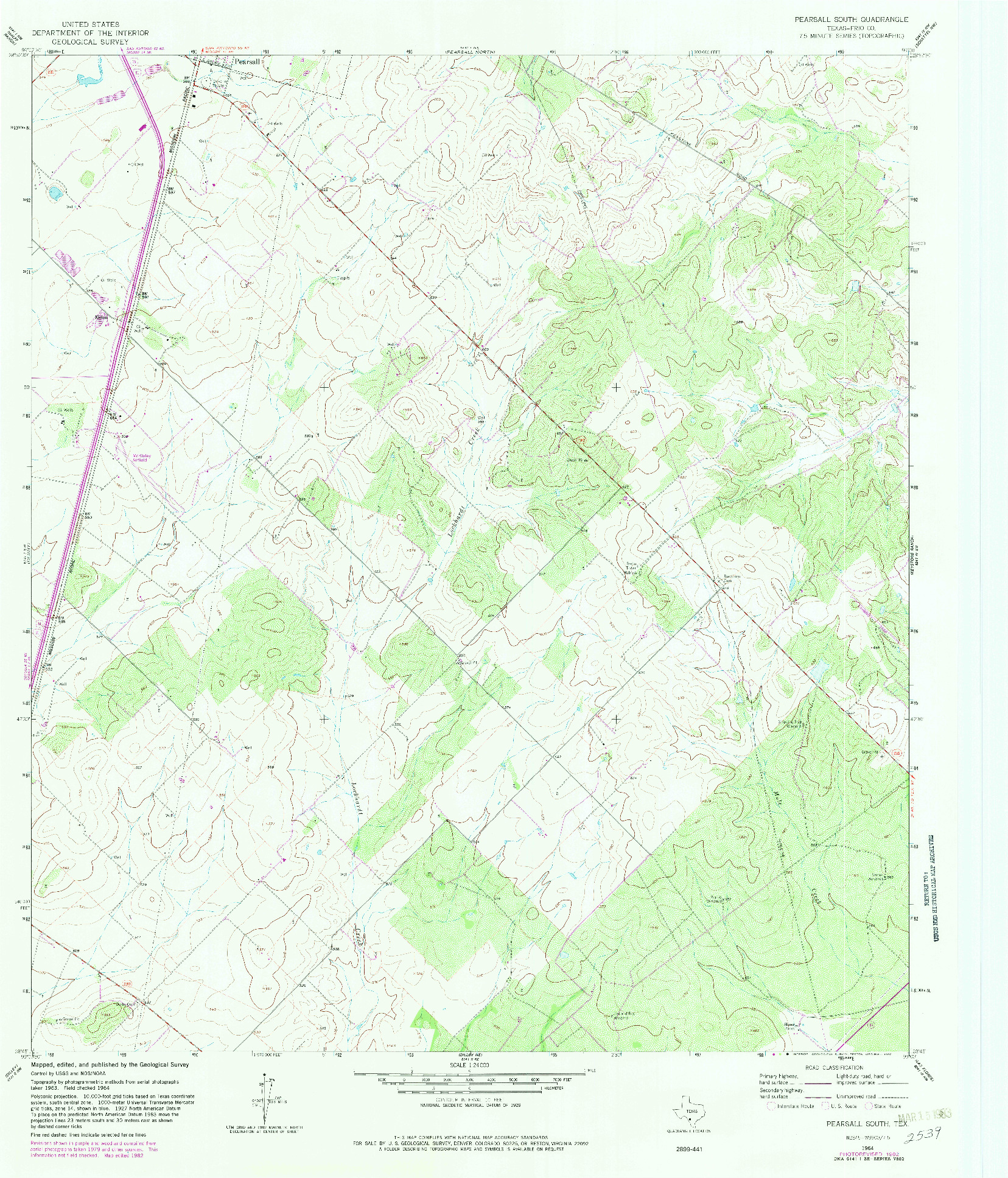USGS 1:24000-SCALE QUADRANGLE FOR PEARSALL SOUTH, TX 1964
