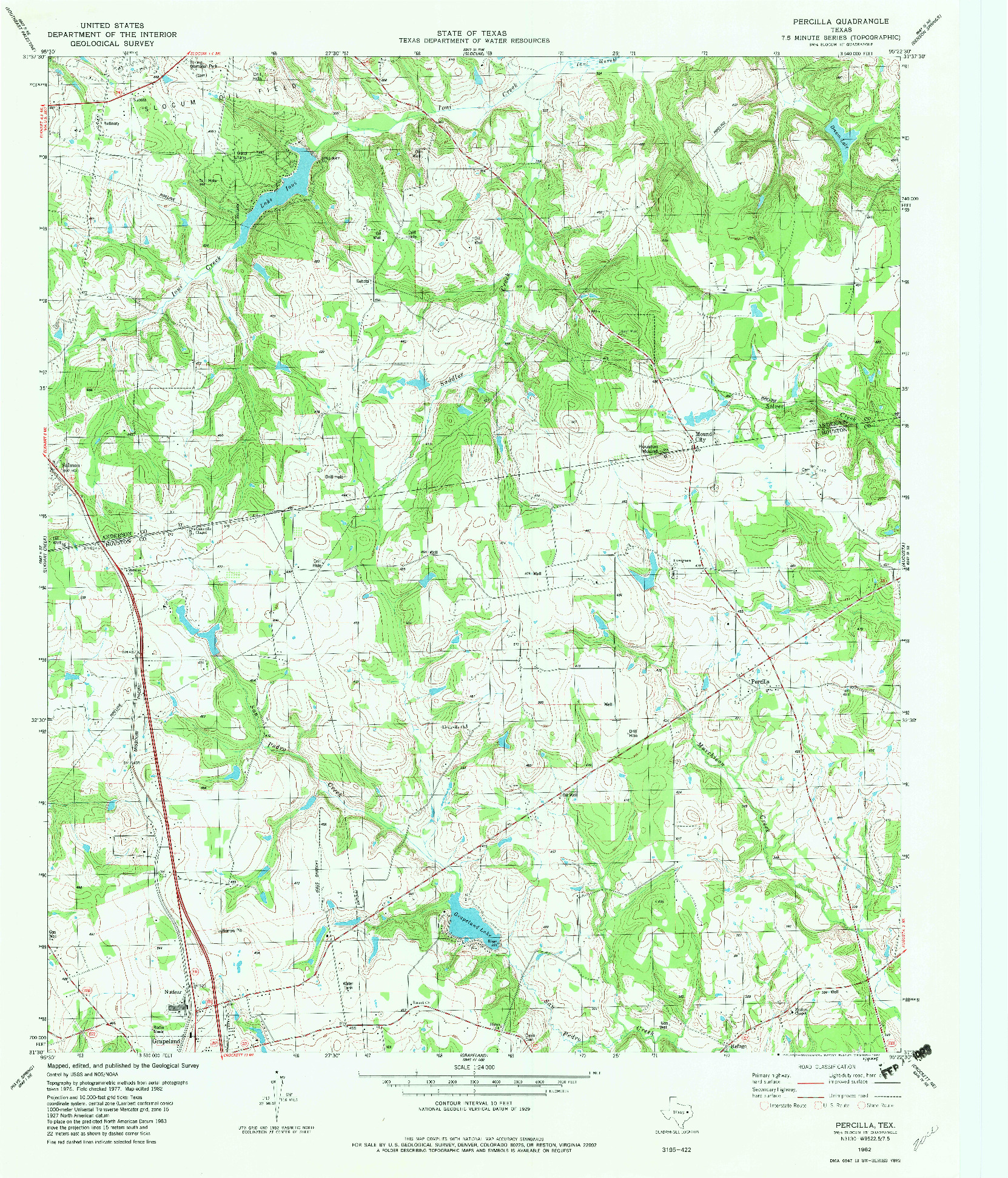 USGS 1:24000-SCALE QUADRANGLE FOR PERCILLA, TX 1982