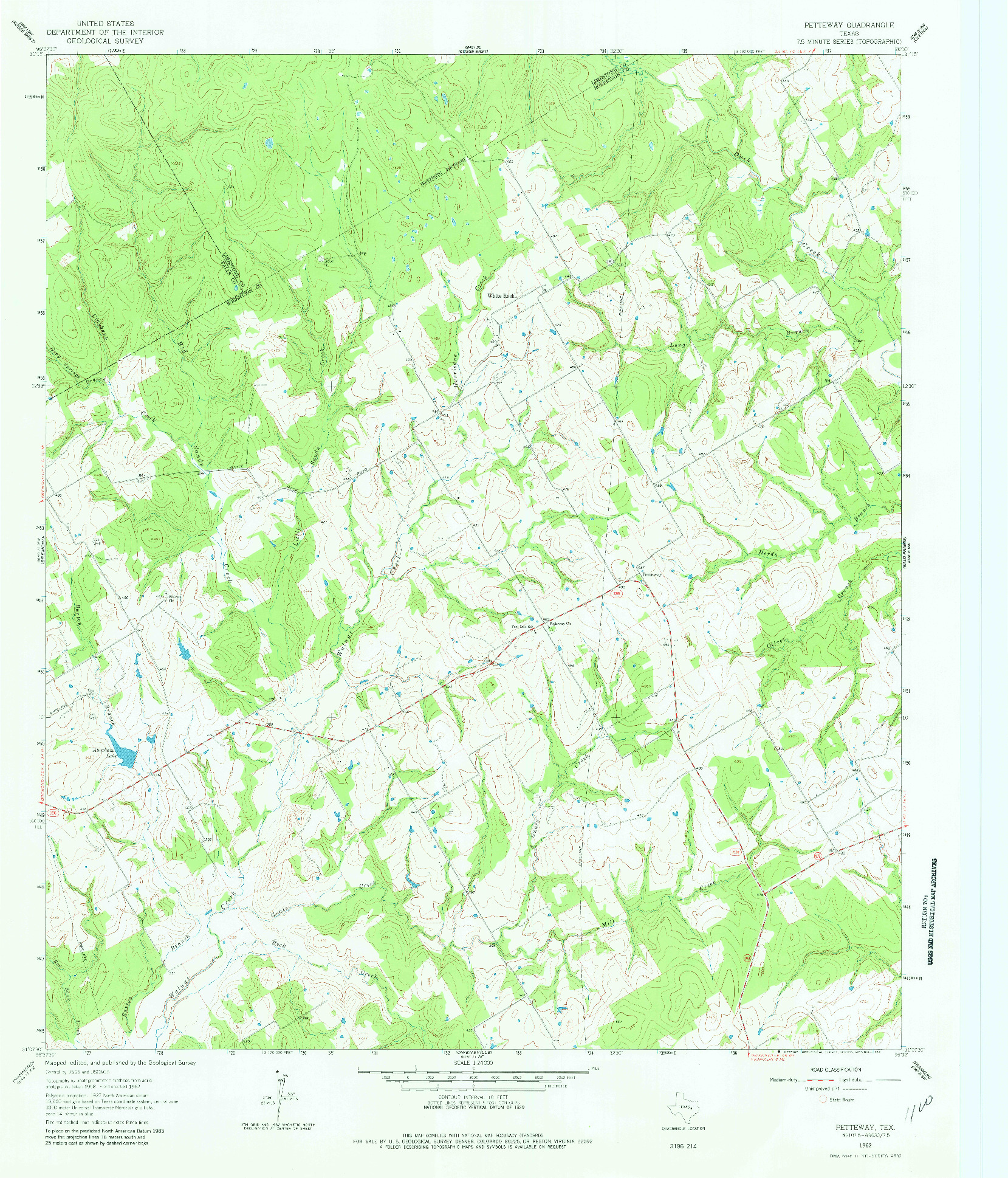 USGS 1:24000-SCALE QUADRANGLE FOR PETTEWAY, TX 1962