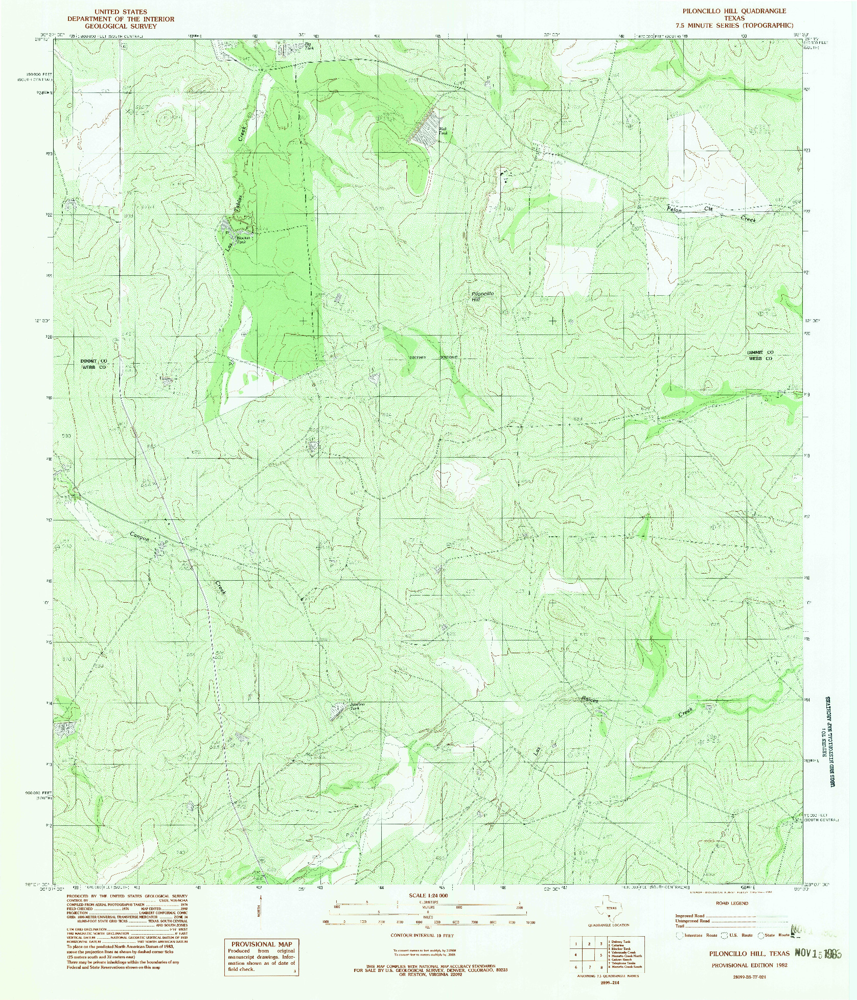 USGS 1:24000-SCALE QUADRANGLE FOR PILONCILLO HILL, TX 1982