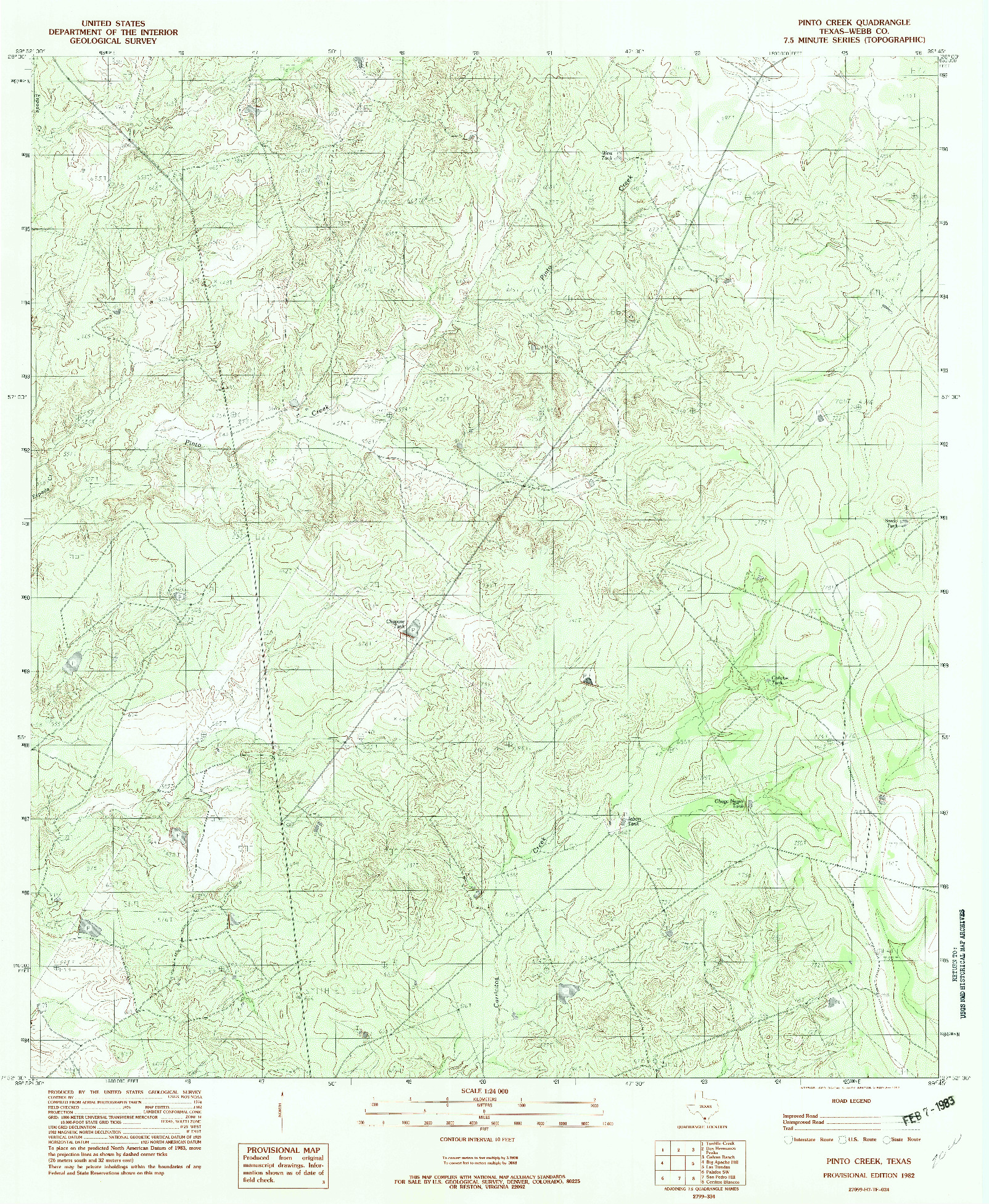 USGS 1:24000-SCALE QUADRANGLE FOR PINTO CREEK, TX 1982