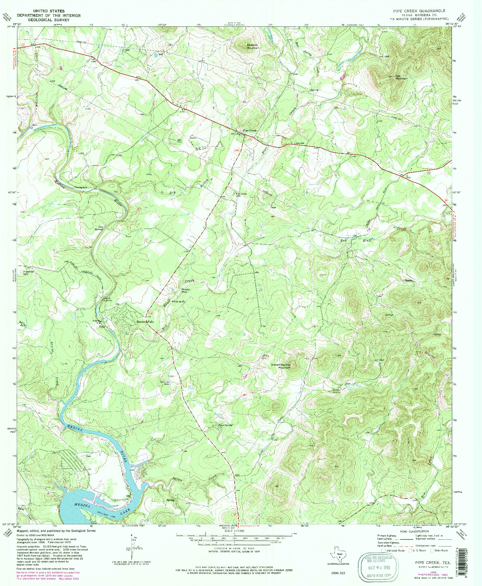 USGS 1:24000-SCALE QUADRANGLE FOR PIPE CREEK, TX 1970